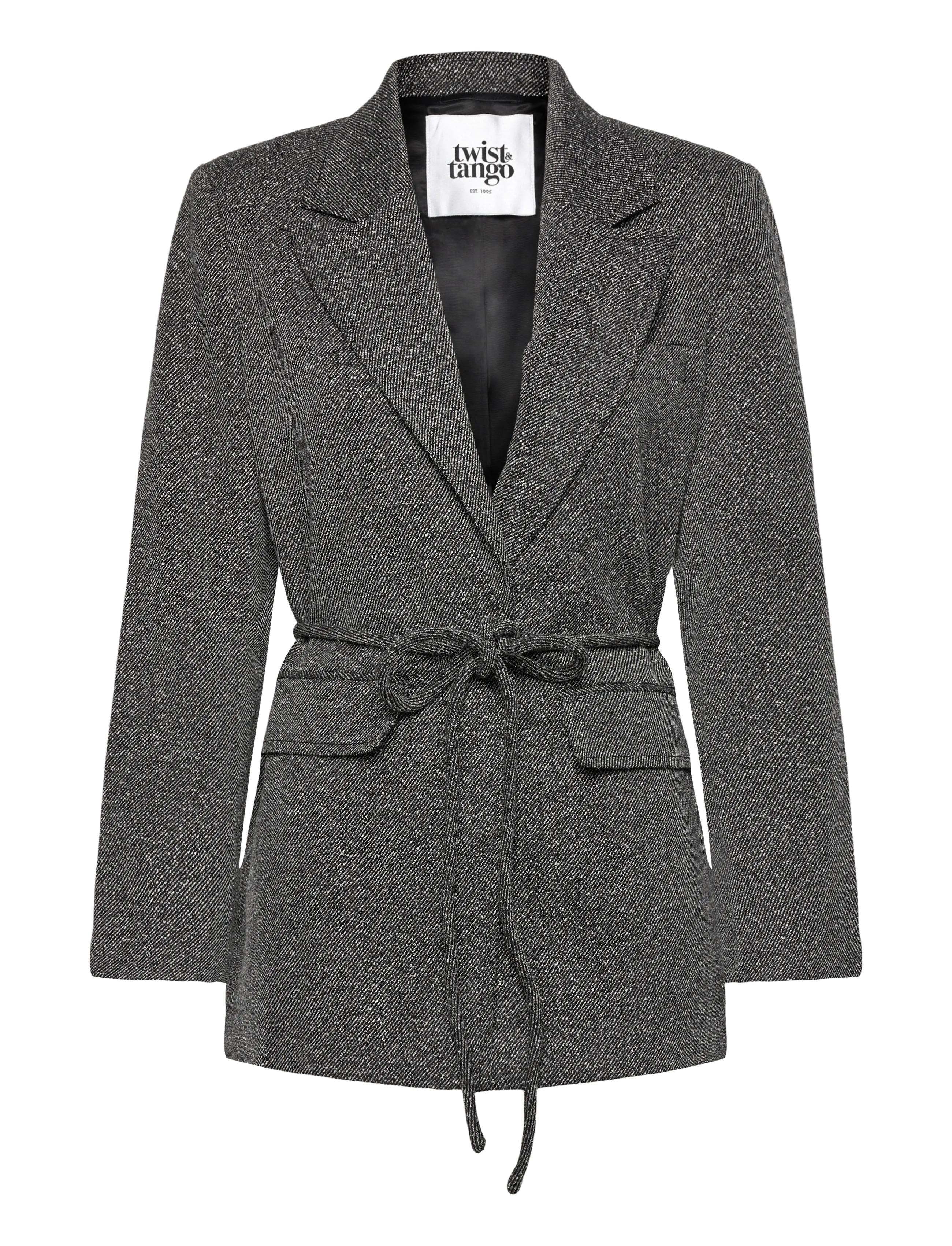Twist & Tango Minka Belted Blazer - Transitional Layering - SALT & PEPPER / grey