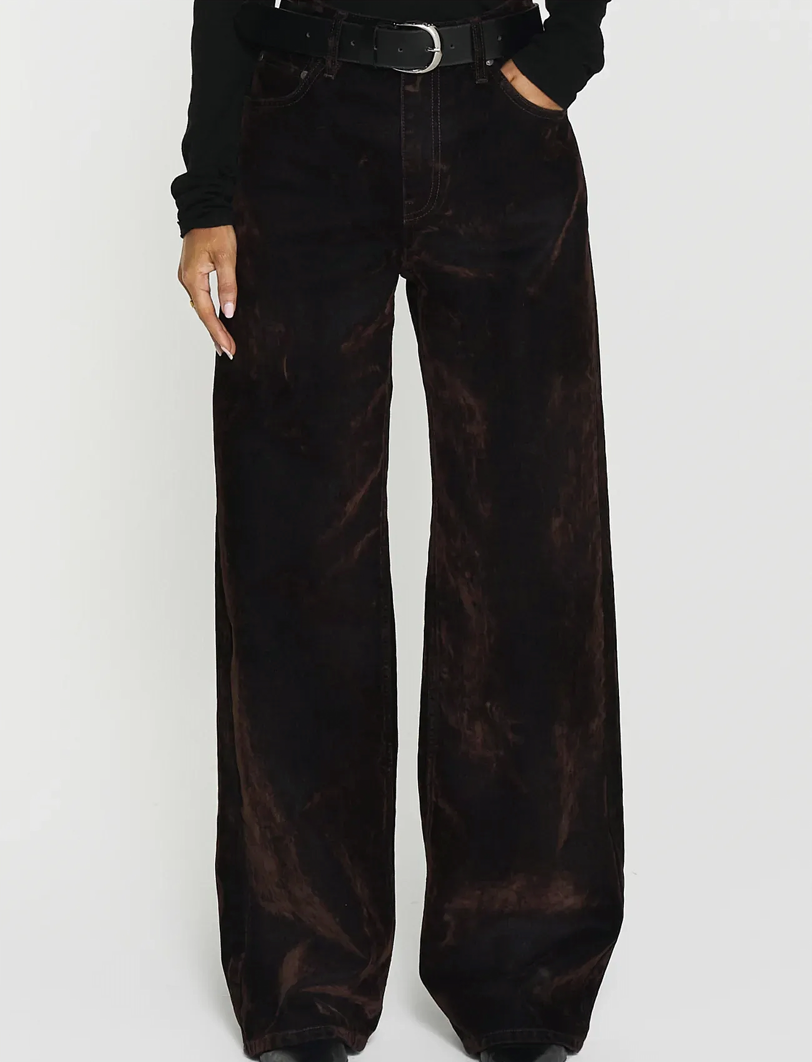 Twist & Tango Turid Flocked Denim Jeans - Transitional Layering - MOCHA BROWN / brown