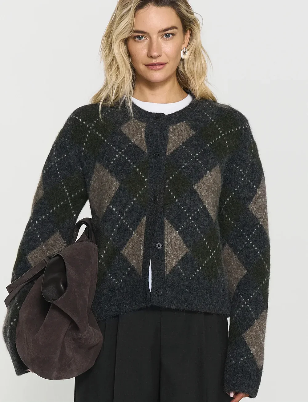 Twist & Tango - Filippa Argyle Cardigan - cardigans - forest green argyle - 0