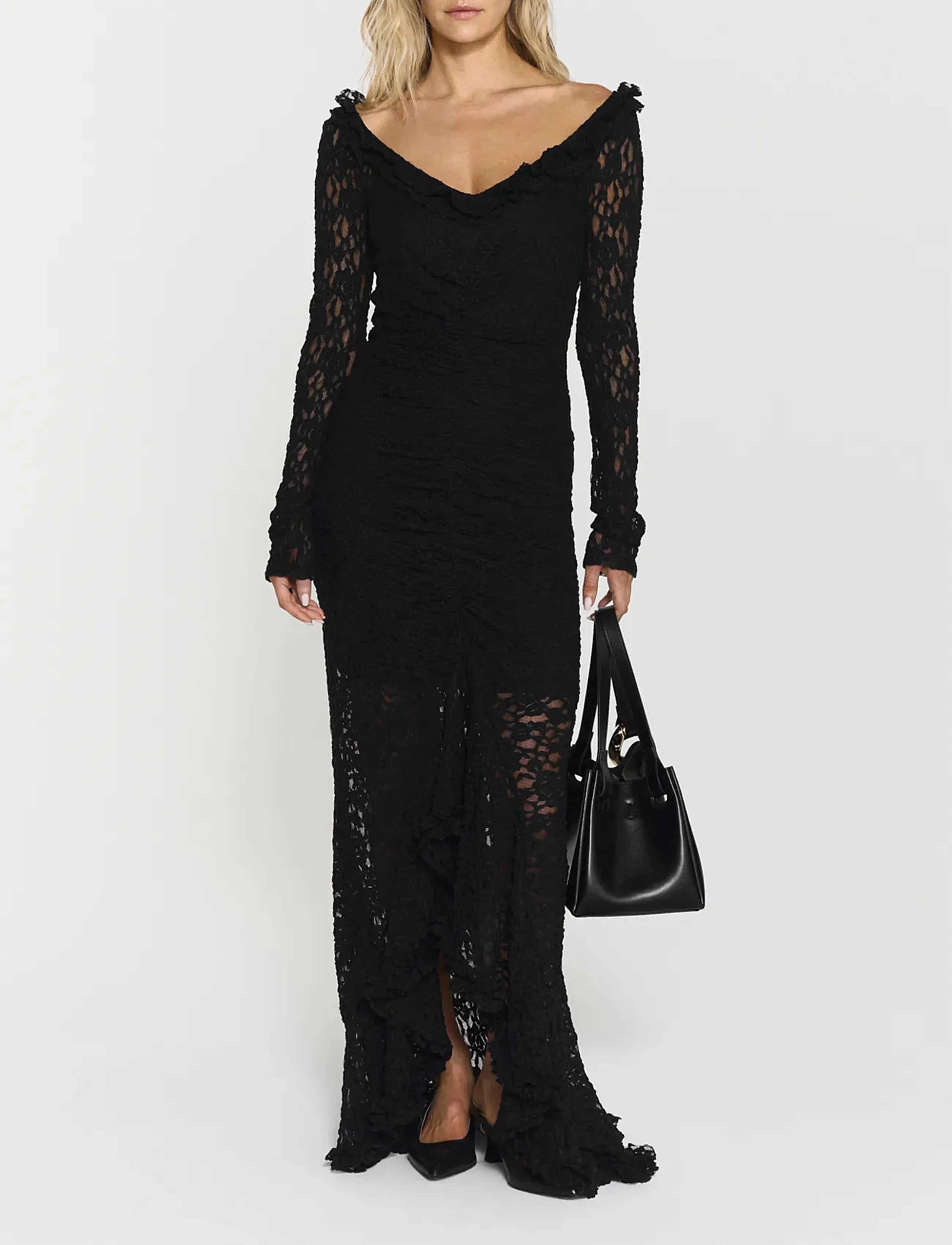 Twist & Tango Ashley Lace Dress, Kvinder, Blonder Langærmet Maxikjole, Sort, Str: XS