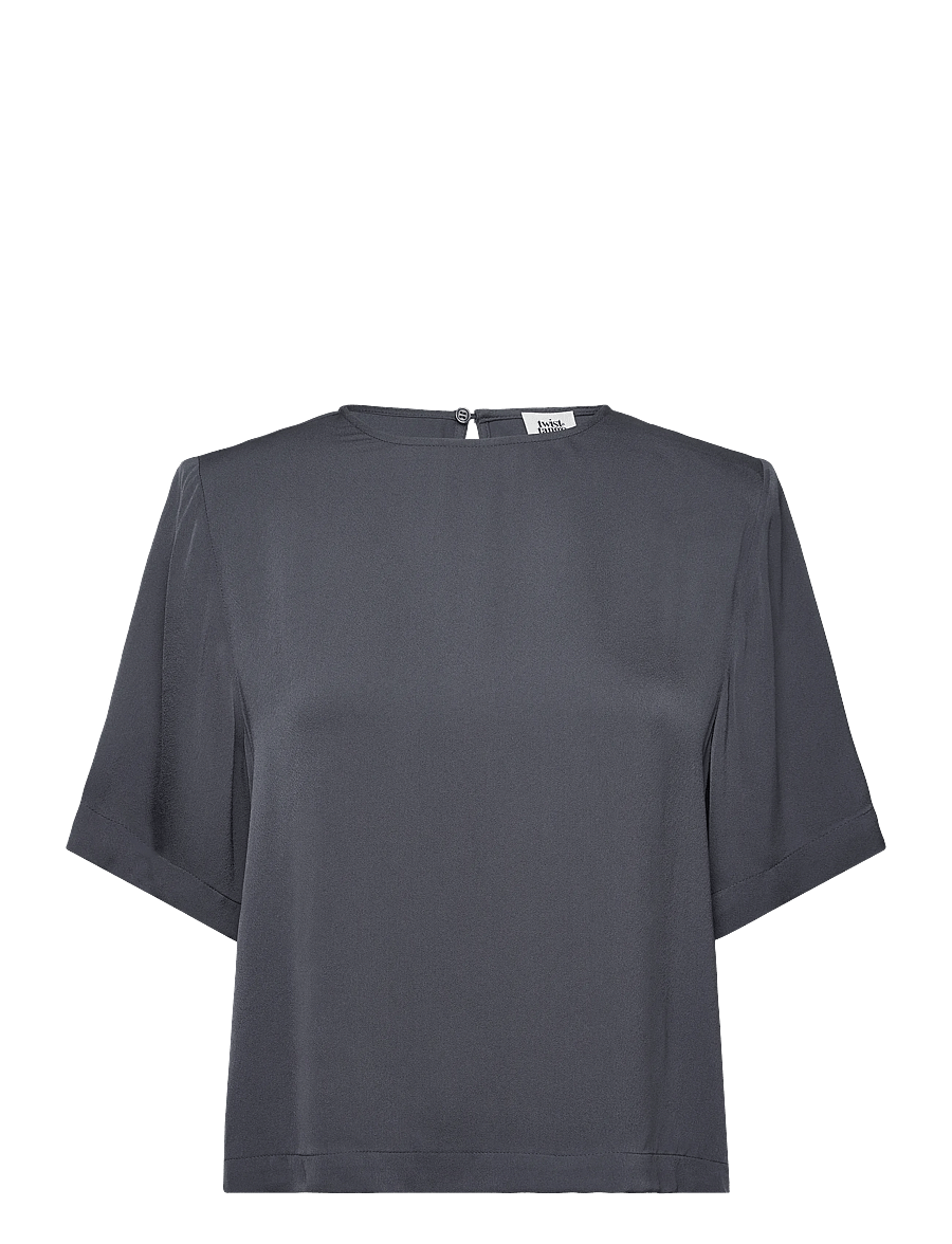 Twist & Tango - Leonie Satin Tee - kurzärmelige blusen - future dusk - 0