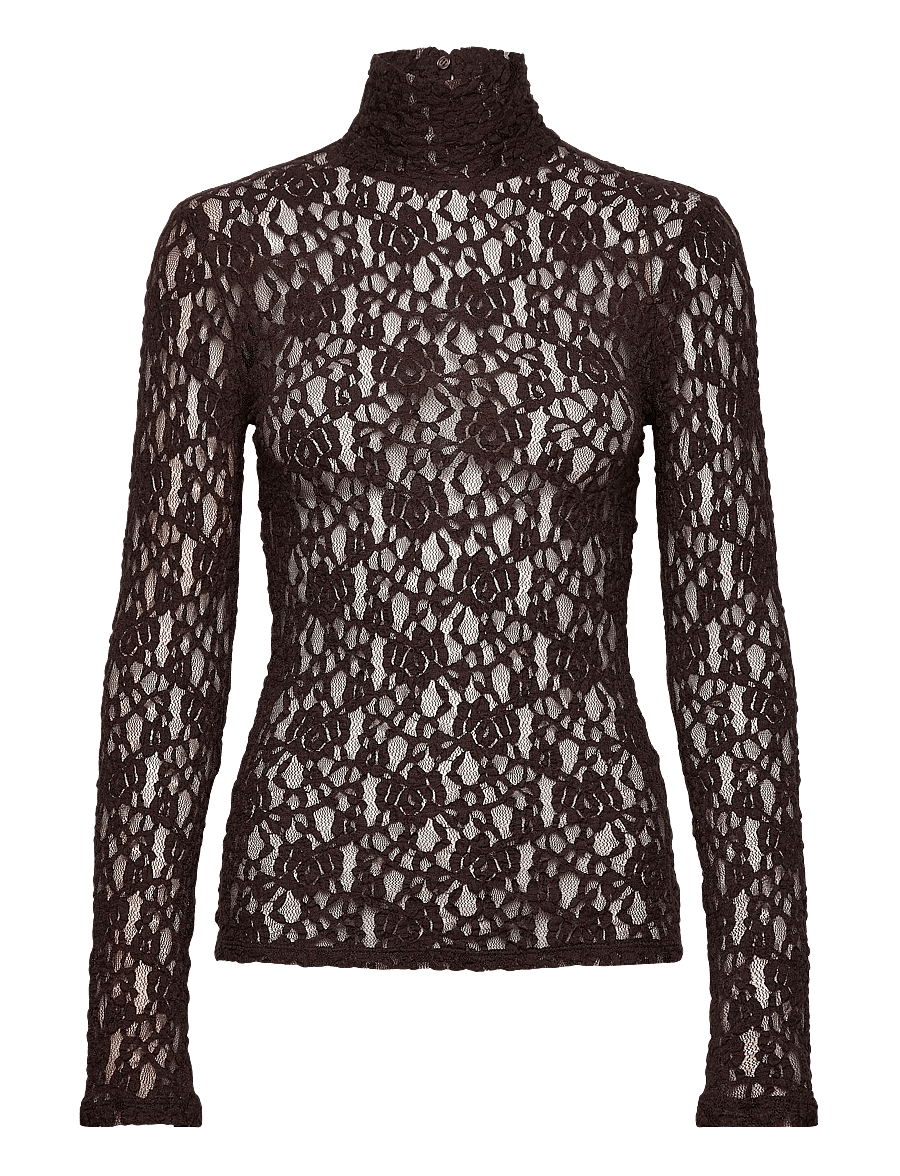 Twist & Tango - Mariana Lace Top - langärmlige tops - mocha brown - 0
