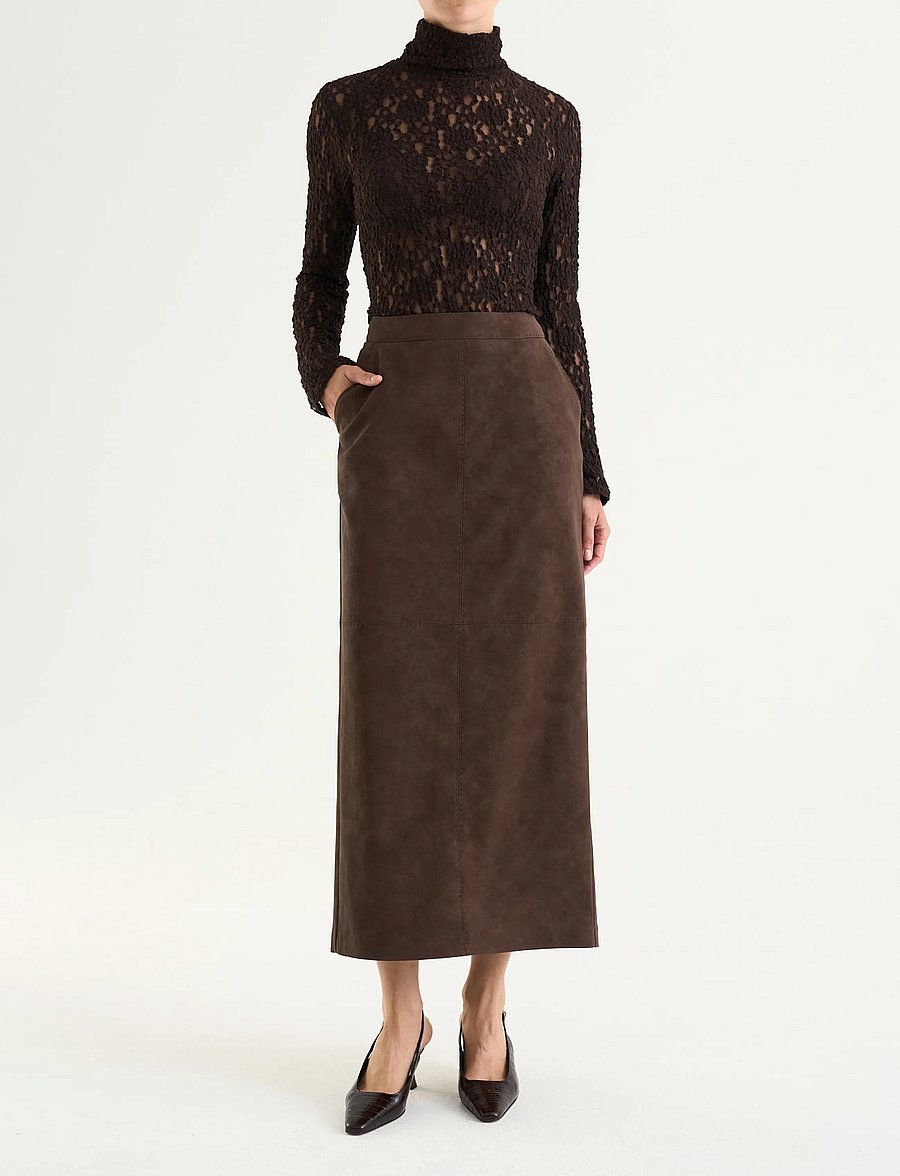 Twist & Tango - Yara Faux Suede Skirt - midi kjolar - mocha brown - 0
