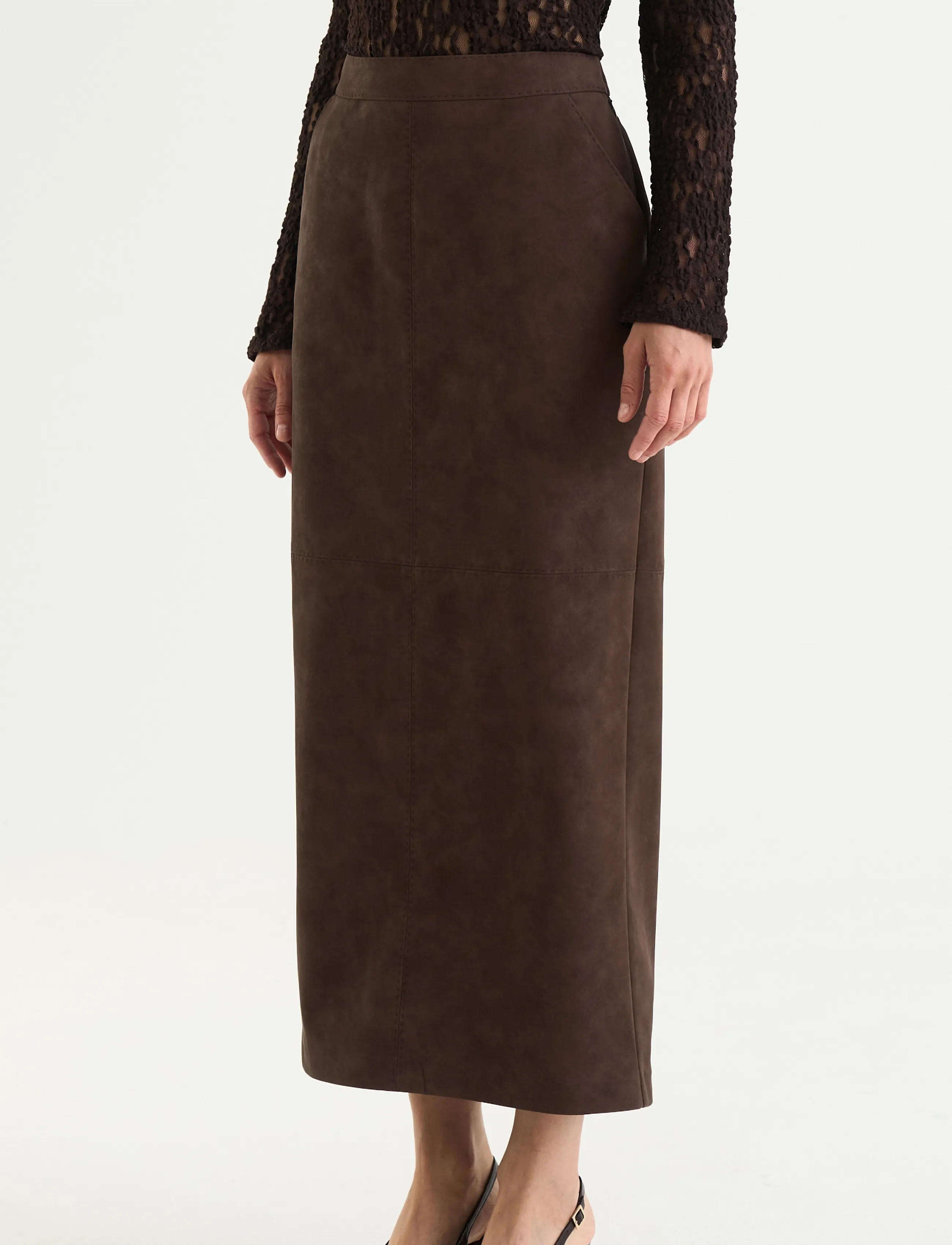 Twist & Tango - Yara Faux Suede Skirt - midi kjolar - mocha brown - 3
