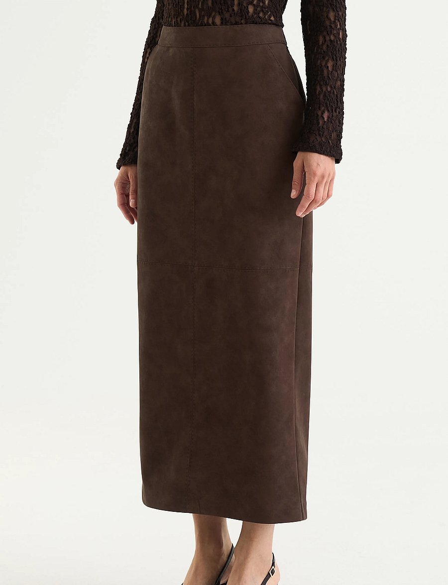 Twist & Tango - Yara Faux Suede Skirt - midi kjolar - mocha brown - 3
