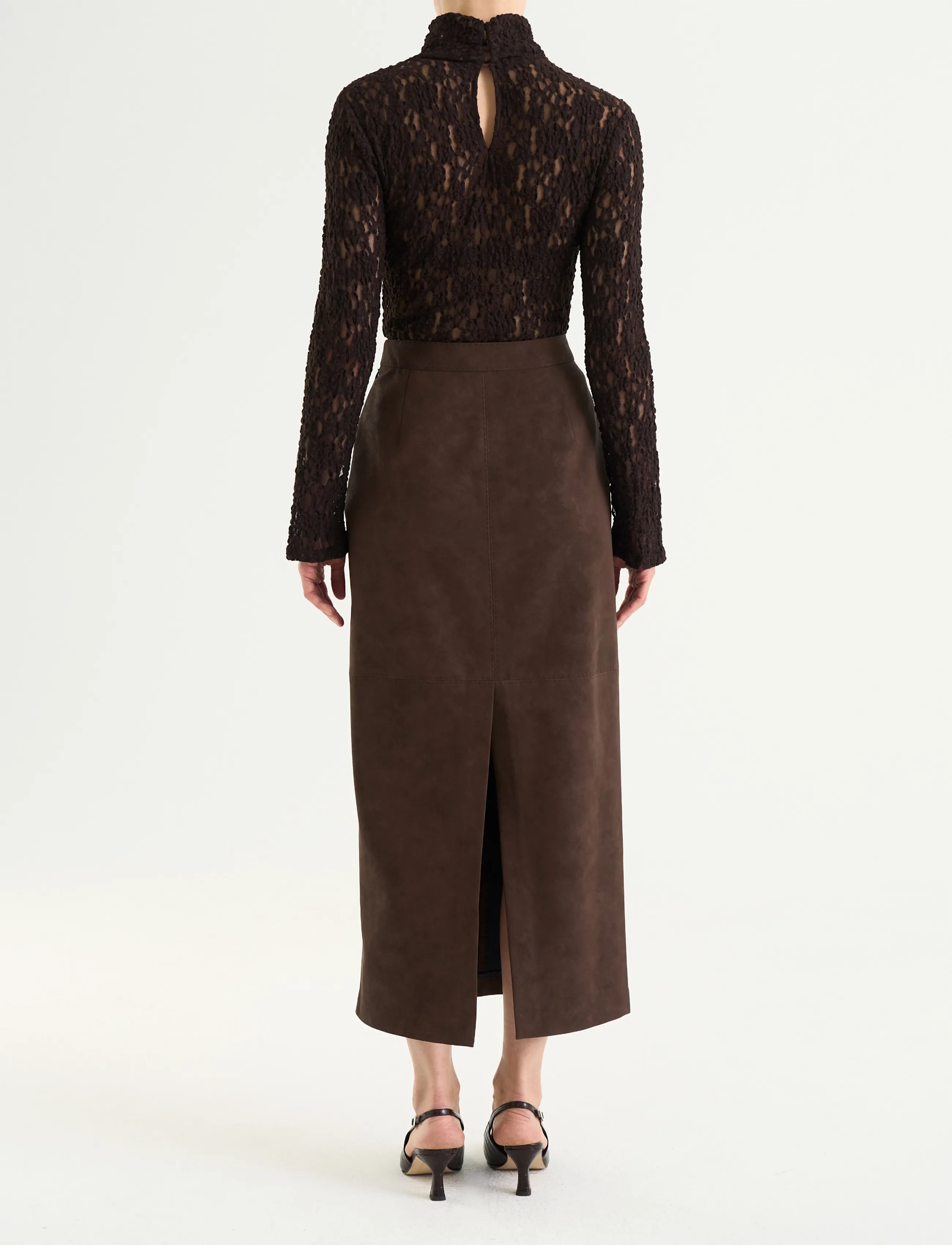 Twist & Tango - Yara Faux Suede Skirt - midi kjolar - mocha brown - 4