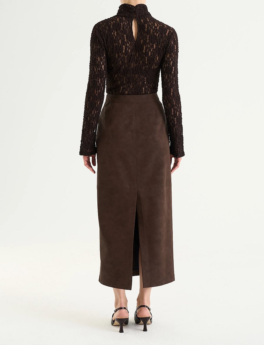 Twist & Tango - Yara Faux Suede Skirt - midi kjolar - mocha brown - 4