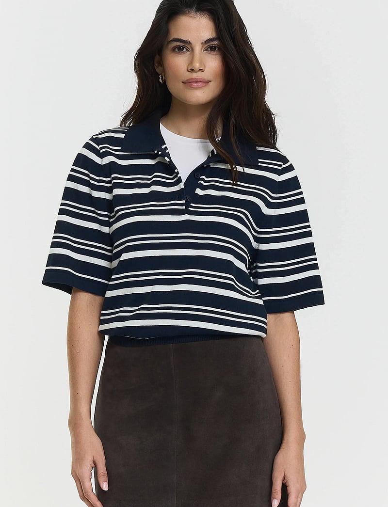 Twist & Tango - Leonelle Polo Knit Jumper - pullover - navy white stripe - 3