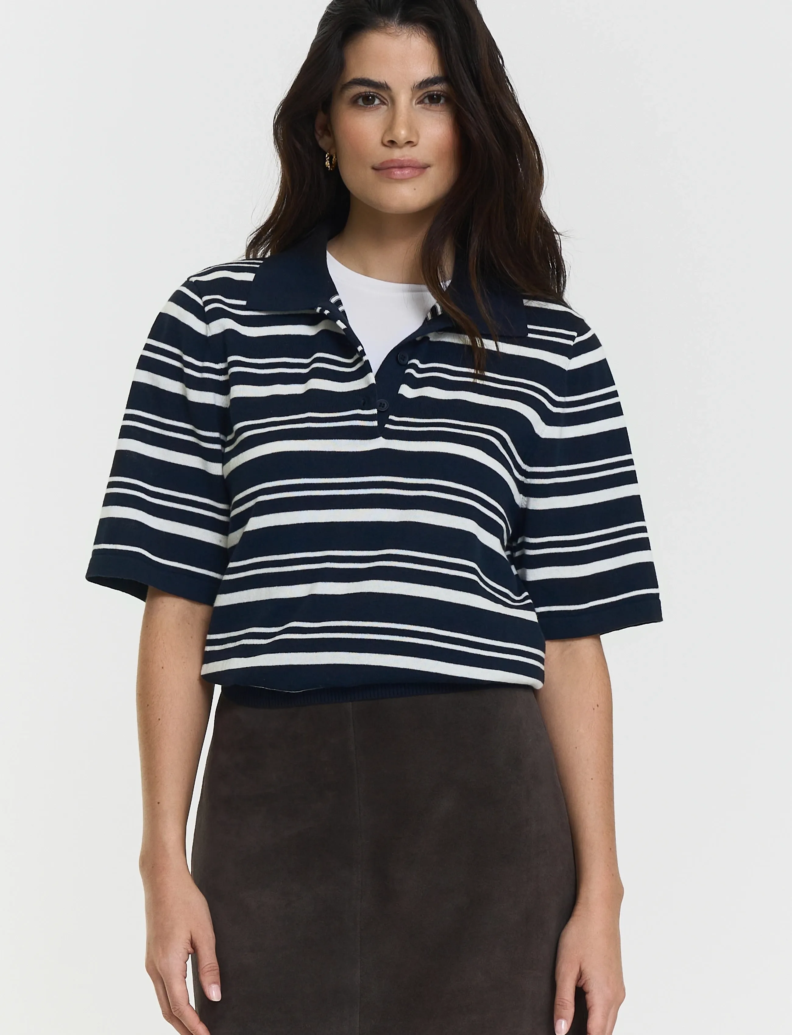 Twist & Tango - Leonelle Polo Knit Jumper - sviitrid - navy white stripe - 3