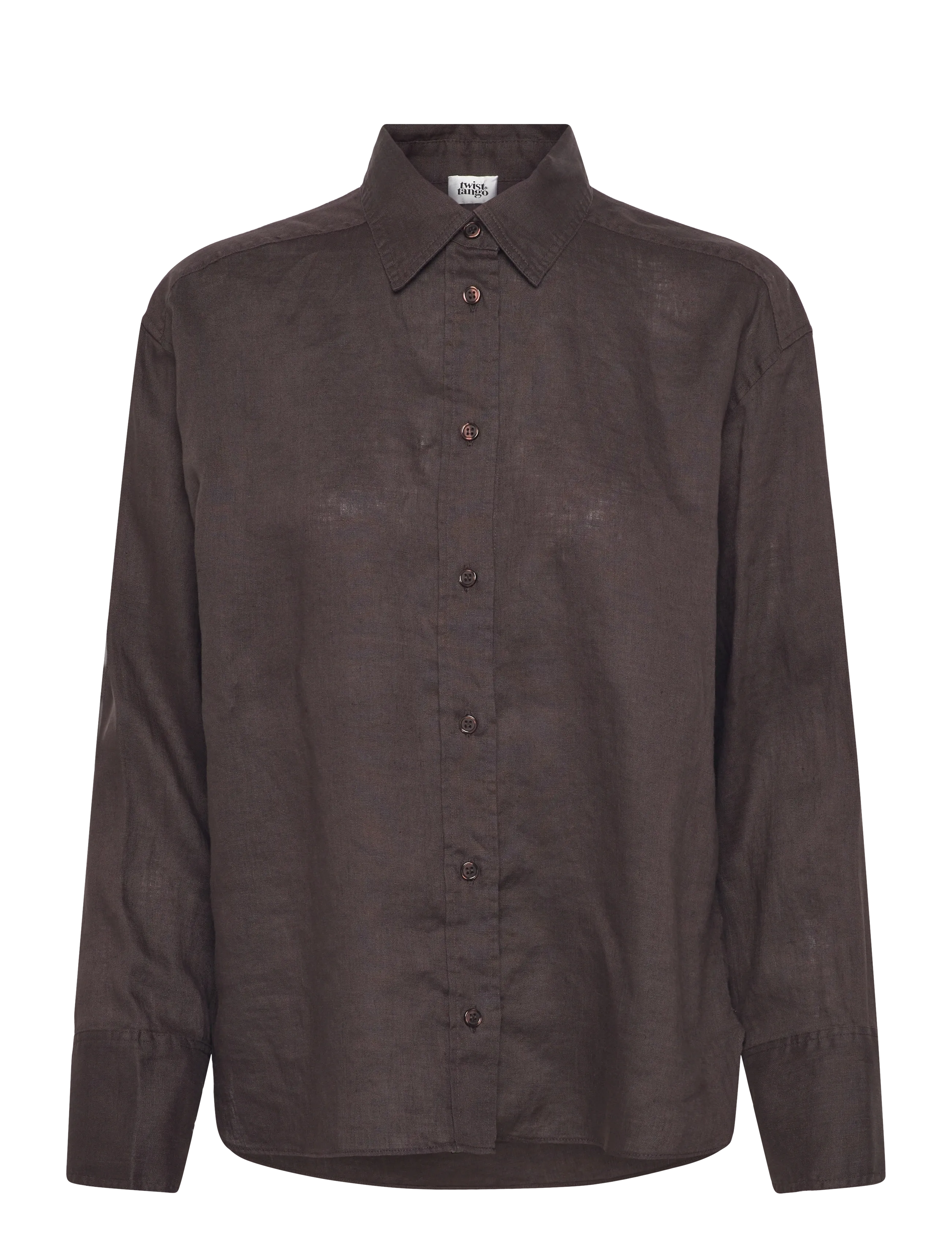 Twist & Tango Evianna Linen Shirt - Transitional Layering - COFFEE / brown