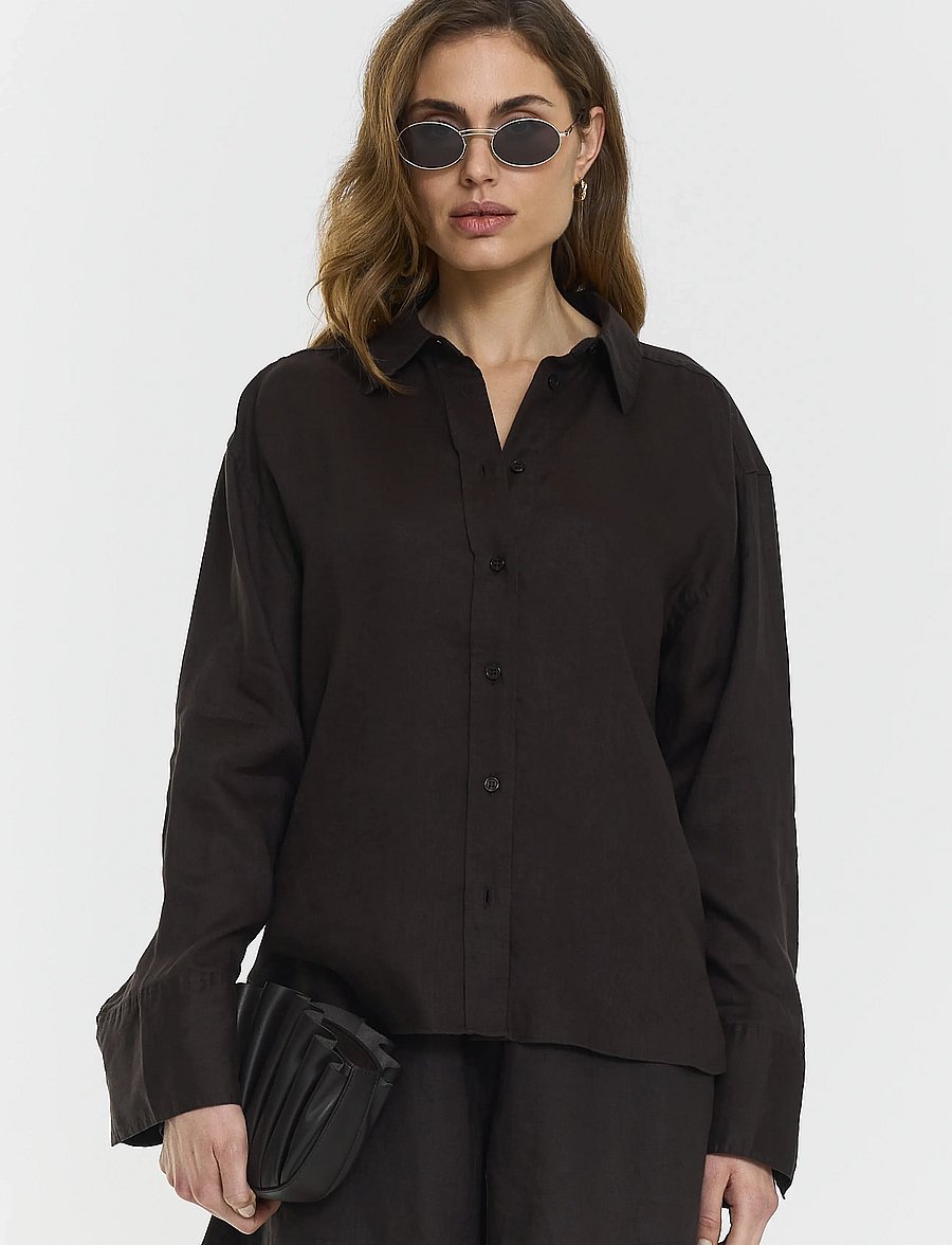 Twist & Tango - Evianna Linen Shirt - leinenhemden - coffee - 3