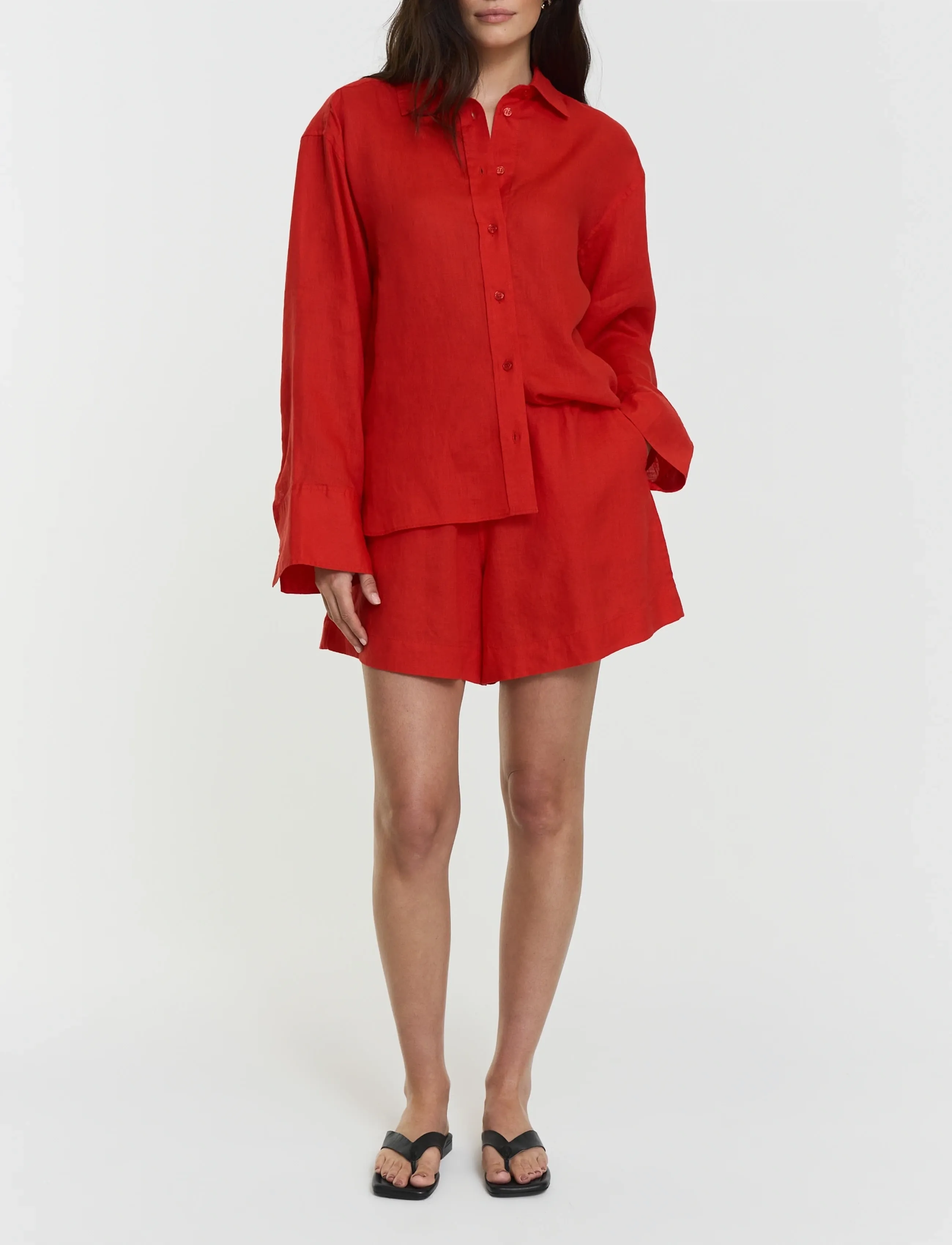 Twist & Tango Evianna Linen Shirt - Shirts - POPPY RED / red