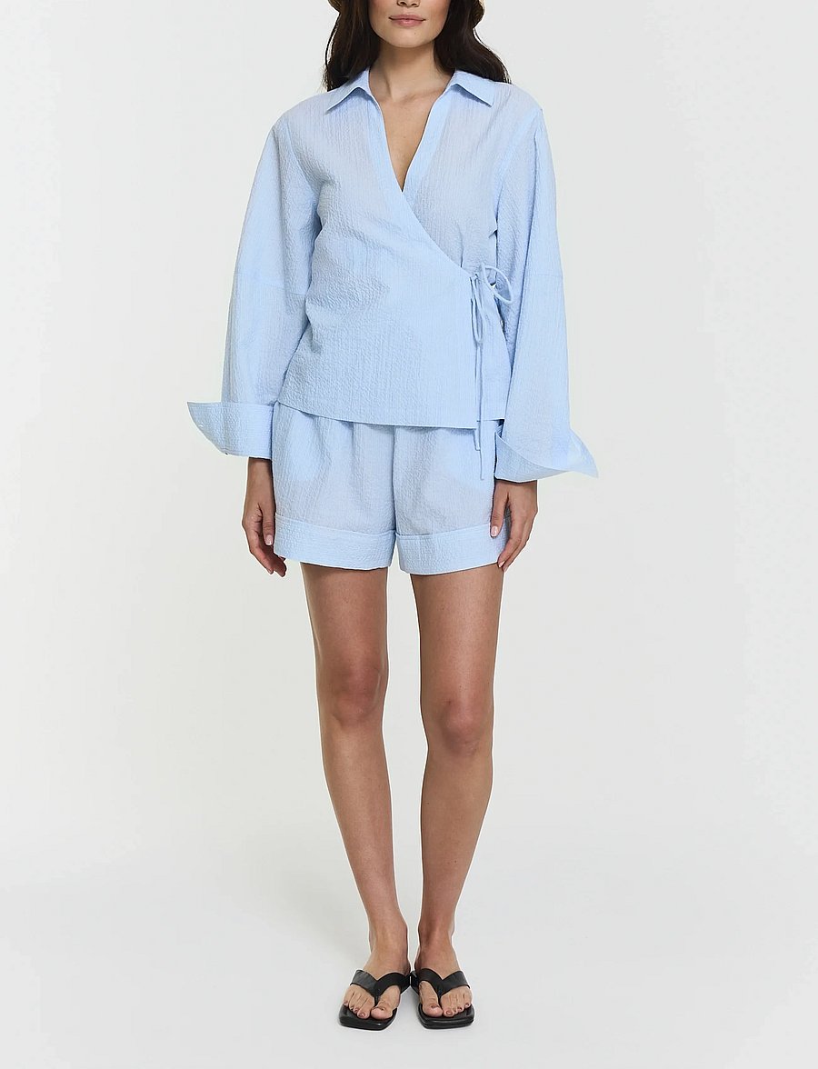 Twist & Tango - Mella Wrap Shirt - long-sleeved shirts - blue stripe - 0