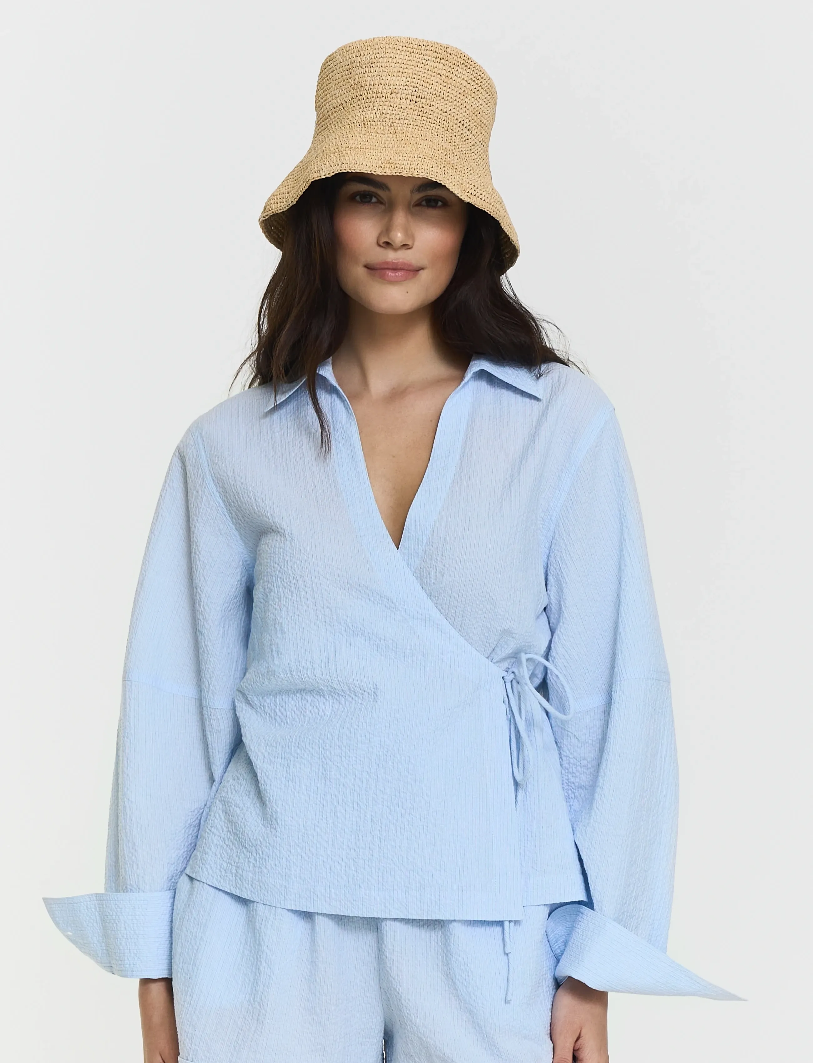 Twist & Tango - Mella Wrap Shirt - long-sleeved shirts - blue stripe - 3