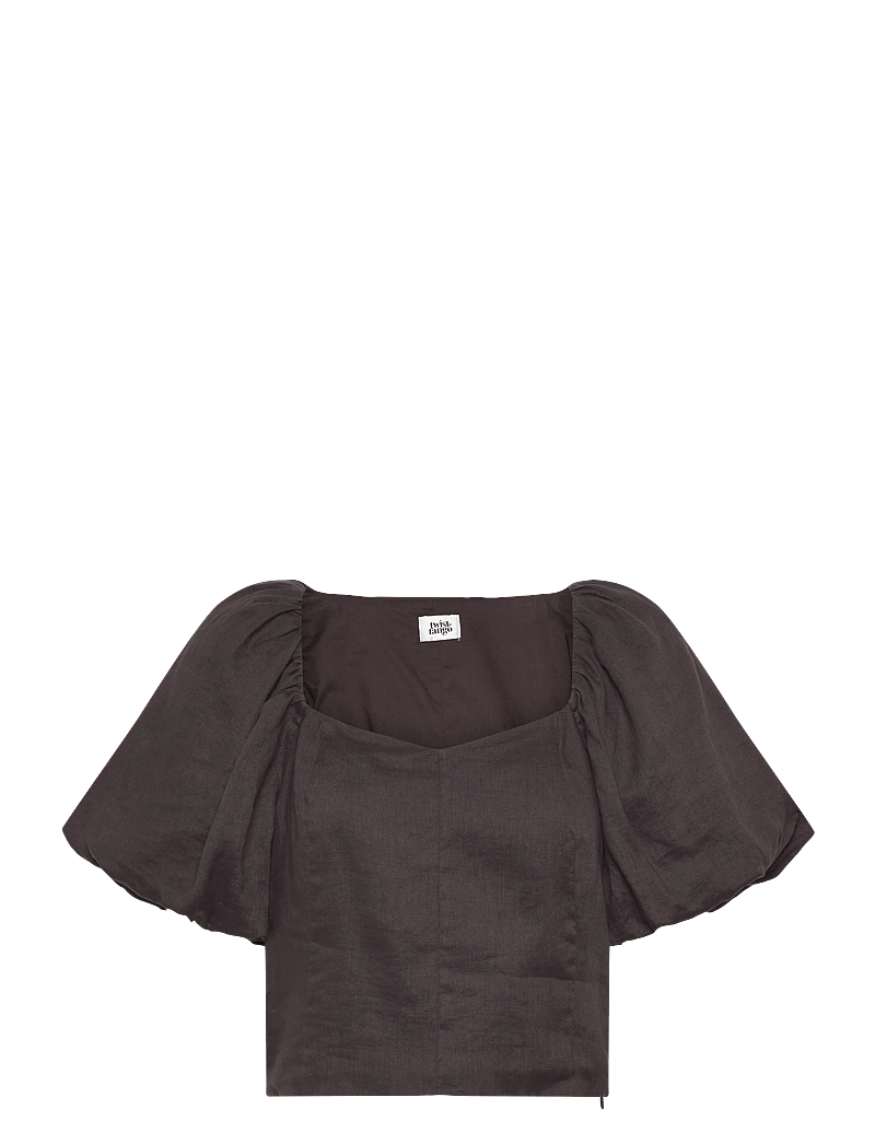 Twist & Tango - Audrina Linen Top - lühikeste varrukatega pluusid - coffee - 1