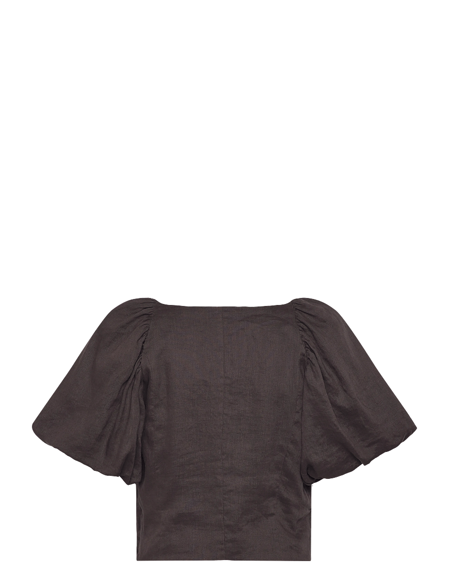 Twist & Tango - Audrina Linen Top - kortärmade blusar - coffee - 2
