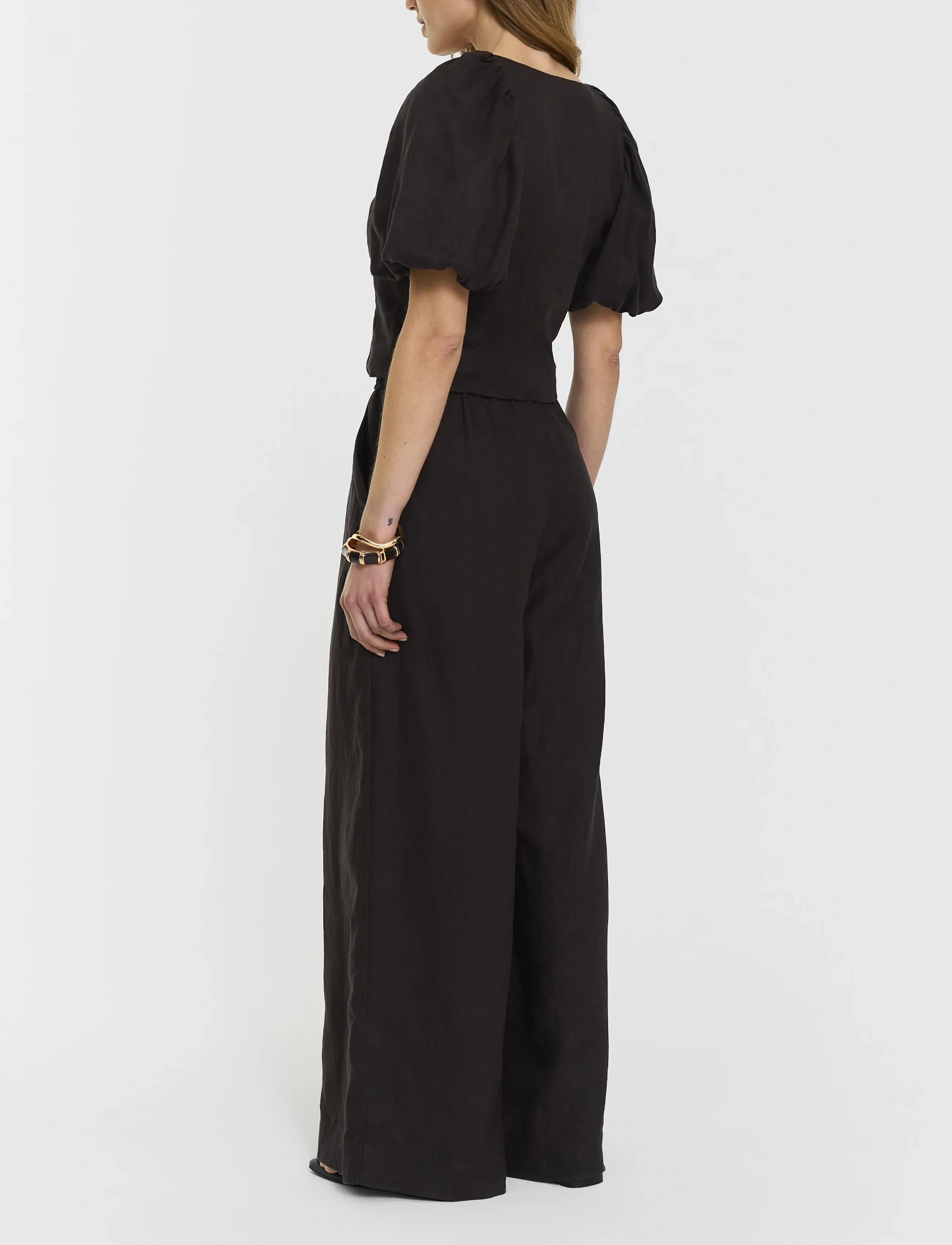 Twist & Tango - Audrina Linen Top - short-sleeved blouses - coffee - 4