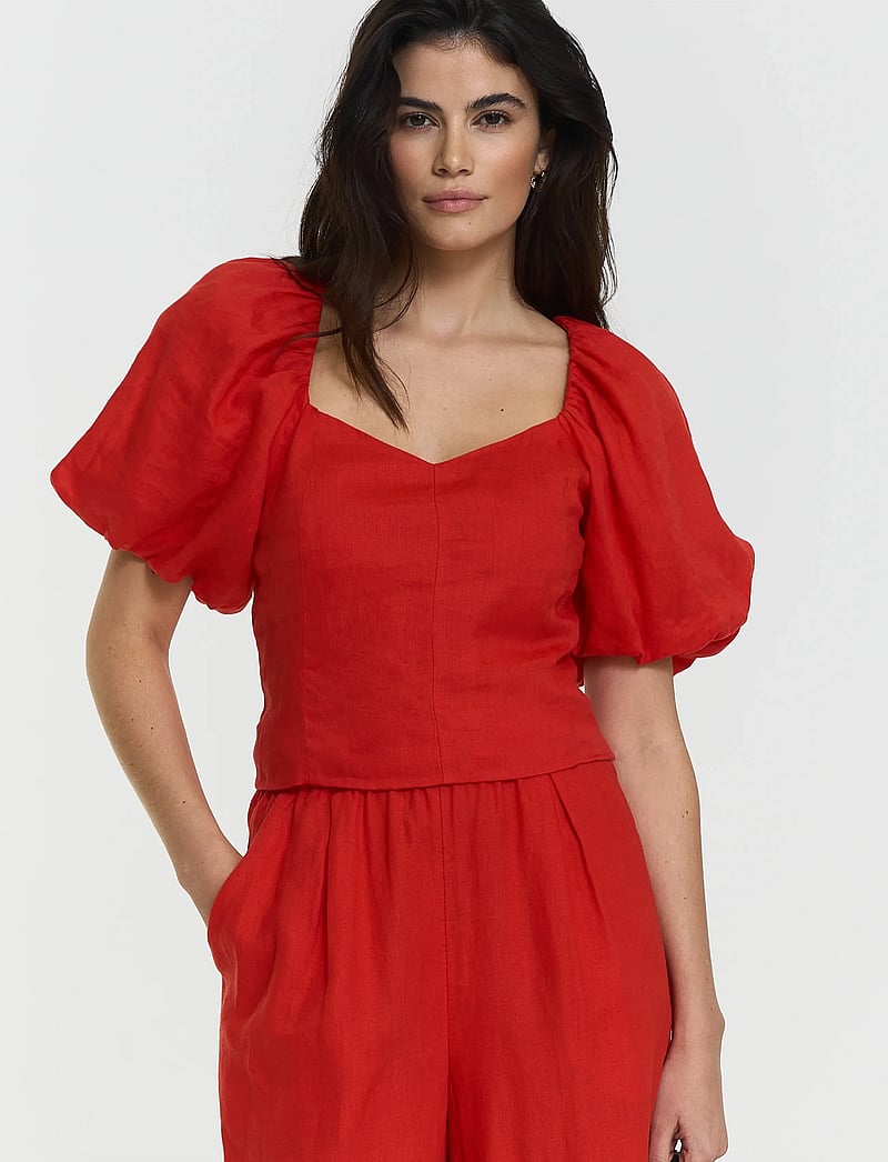 Twist & Tango - Audrina Linen Top - kortærmede bluser - poppy red - 3