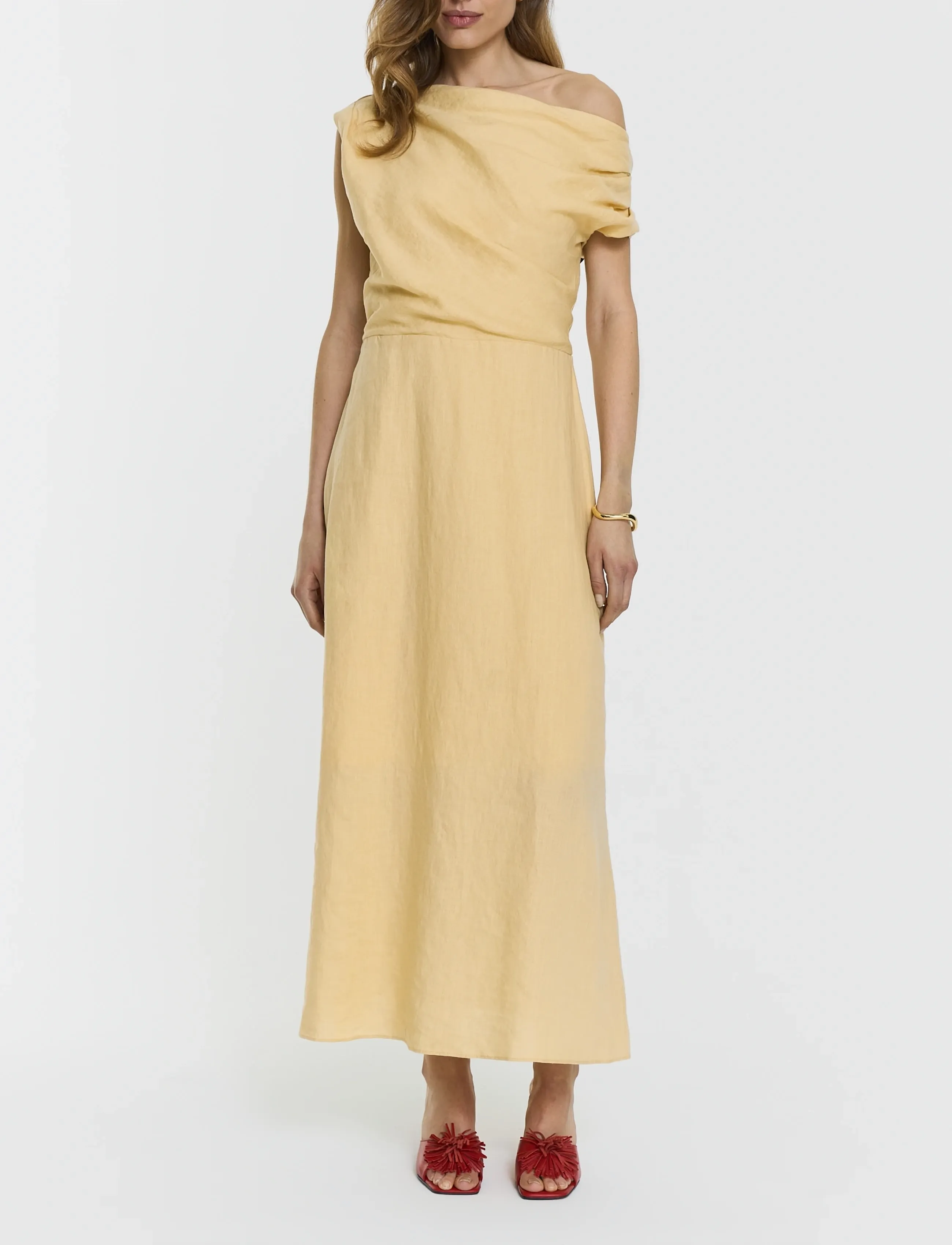 Twist & Tango Reina Linen Dress, 38, Yellow, Kjoler > Knælange Og Midi, Dame