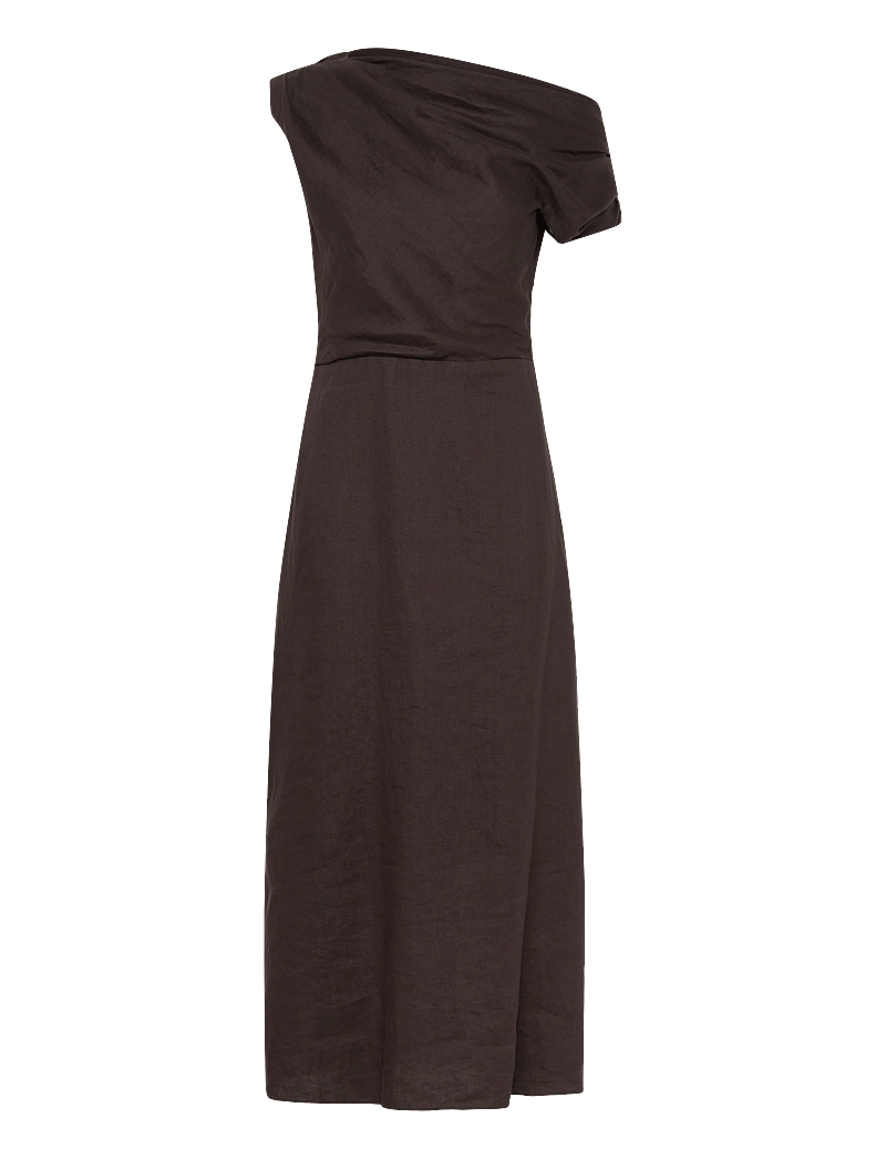 Twist & Tango - Reina Linen Dress - midimekot - coffee - 1