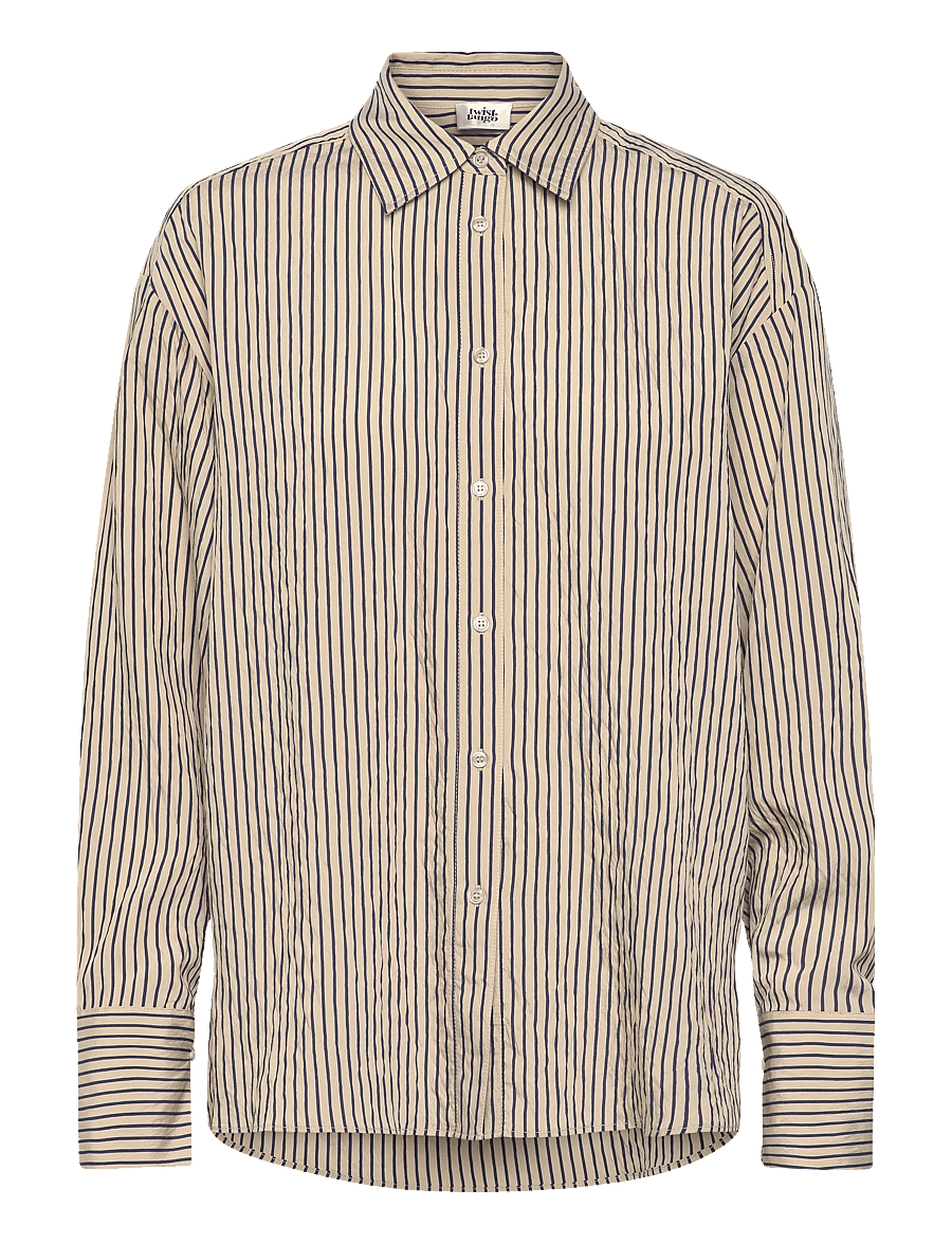 Twist & Tango - Arwa Shirt - langærmede skjorter - navy beige stripe - 1