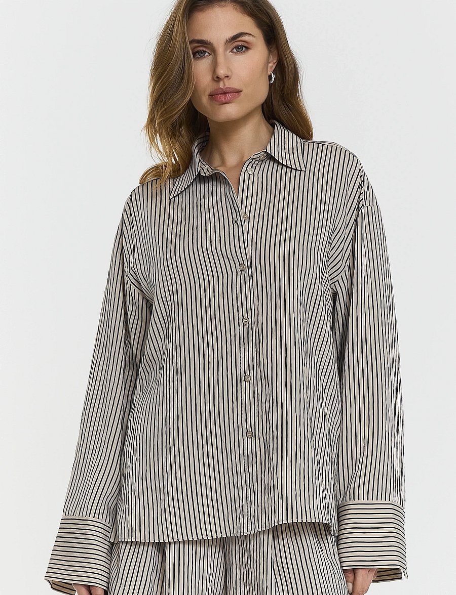 Twist & Tango - Arwa Shirt - langærmede skjorter - navy beige stripe - 3