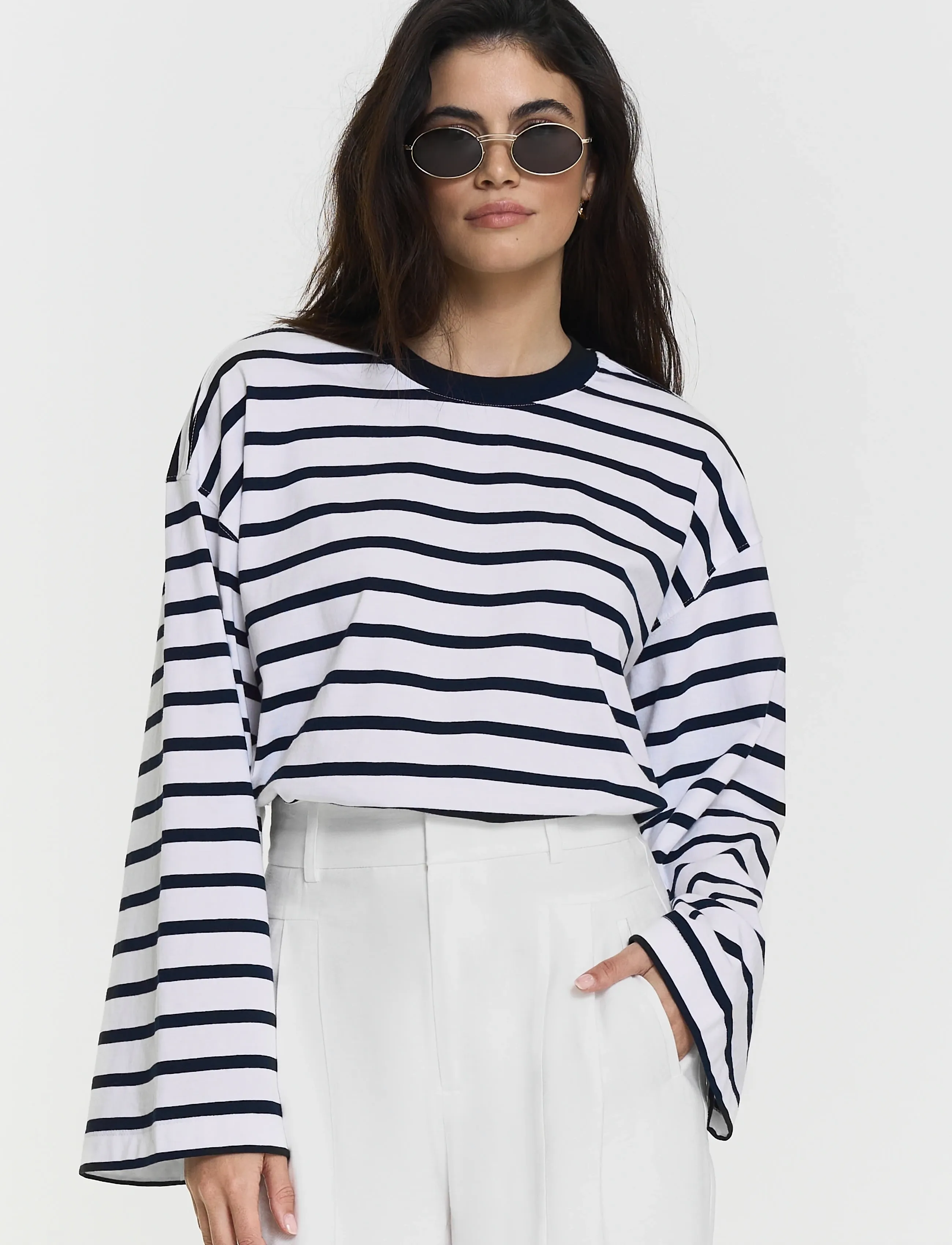 Twist & Tango Celeste LS Top - Pikkade varrukatega alussärgid - NAVY WHITE STRIPE / navy