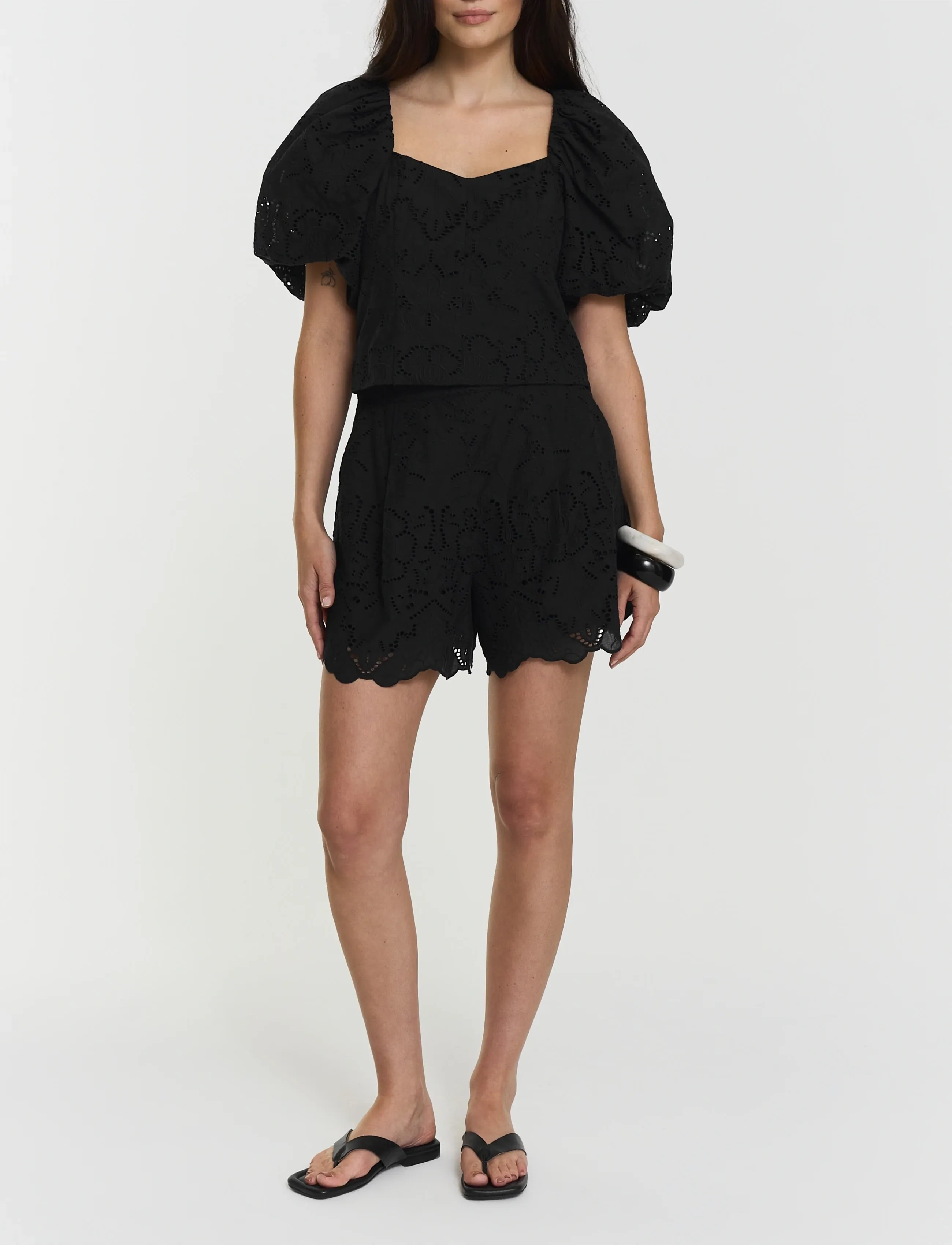 Twist & Tango Meira Broderie Shorts, Kvinder, Broderi Shorts, Sort, Str: 36