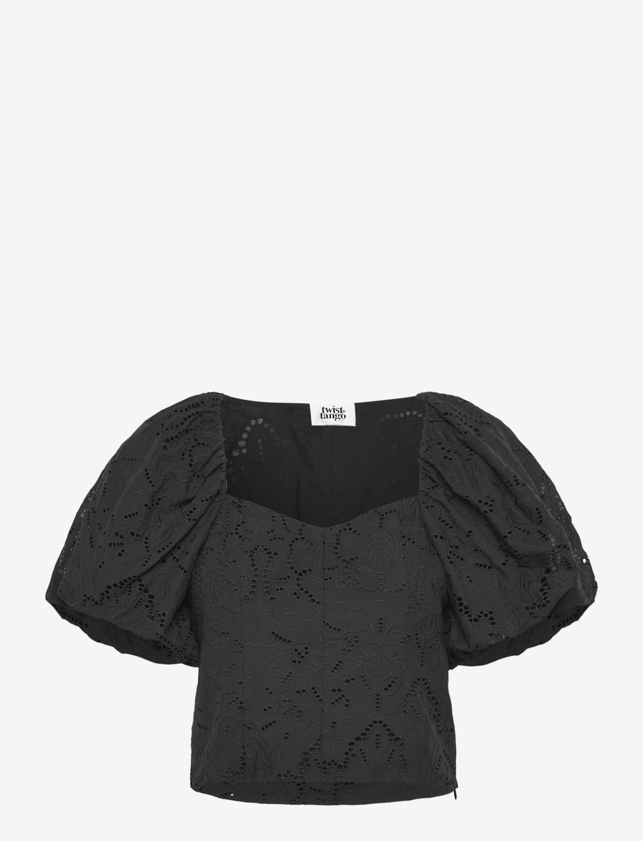 Twist & Tango - Mandie Broderie Blouse - kortærmede bluser - black - 1