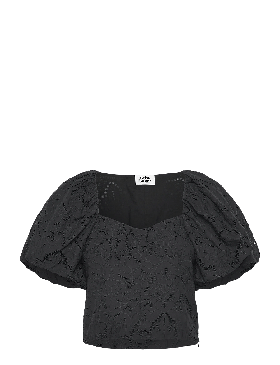 Twist & Tango - Mandie Broderie Blouse - lühikeste varrukatega pluusid - black - 1