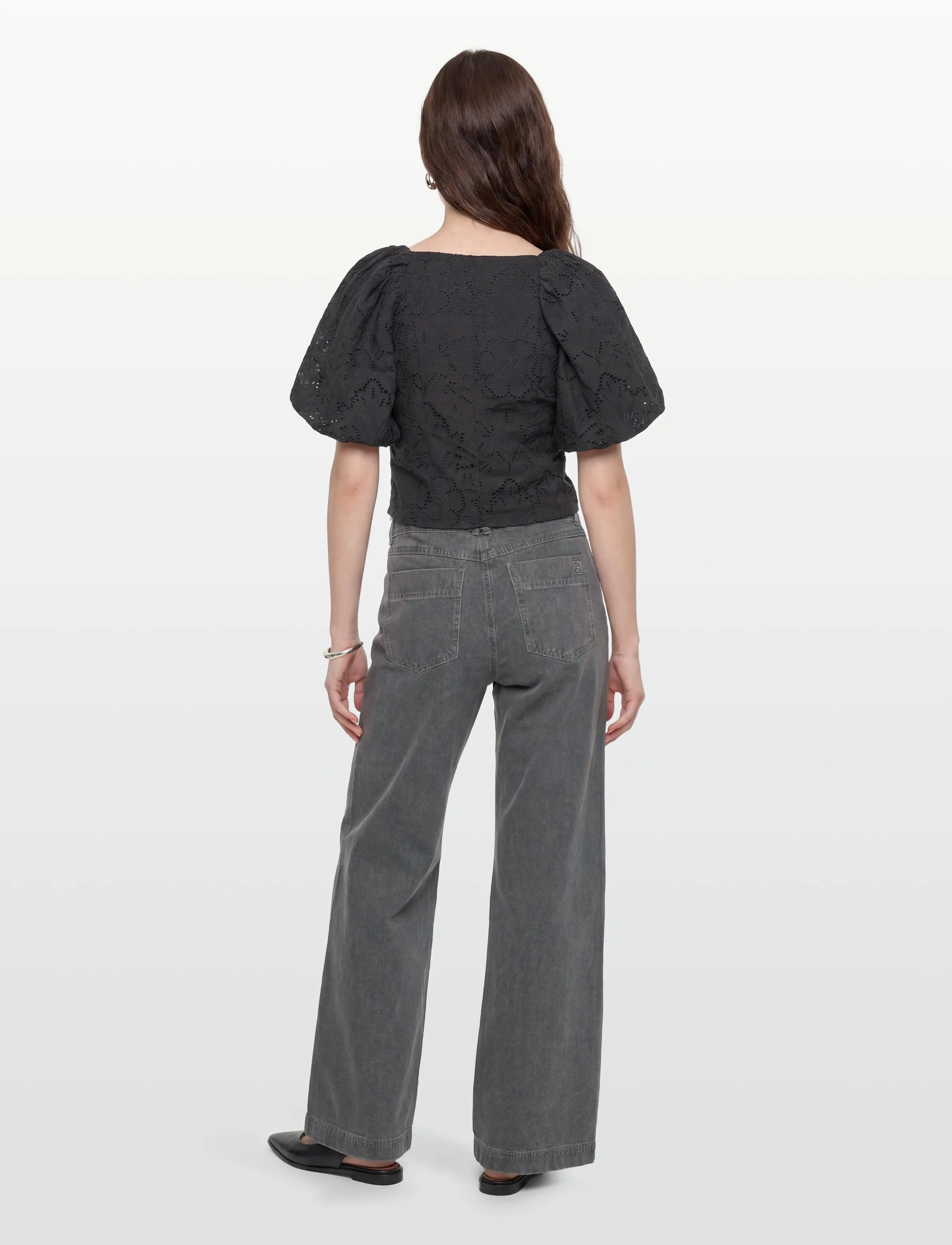 Twist & Tango - Mandie Broderie Blouse - lühikeste varrukatega pluusid - black - 4