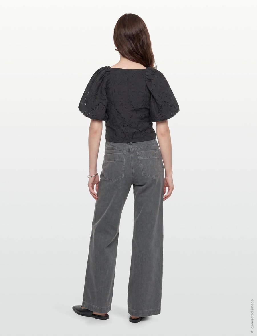 Twist & Tango - Mandie Broderie Blouse - lühikeste varrukatega pluusid - black - 4