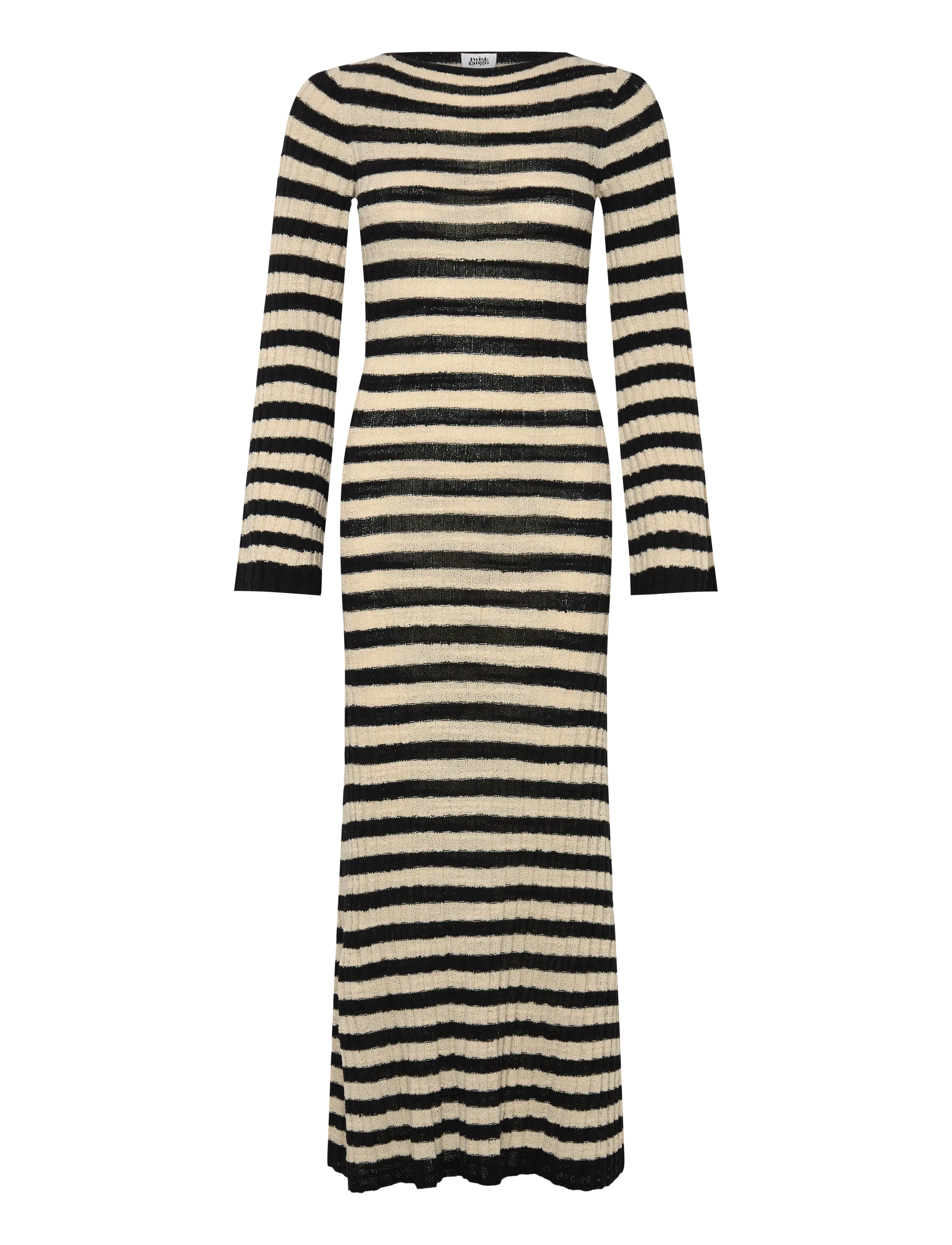 Twist & Tango Althea Knitted Dress - Klänningar - BLACK BEIGE STRIPE / beige