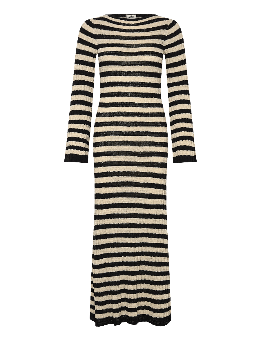 Twist & Tango - Althea Knitted Dress - strikkjoler - black beige stripe - 1