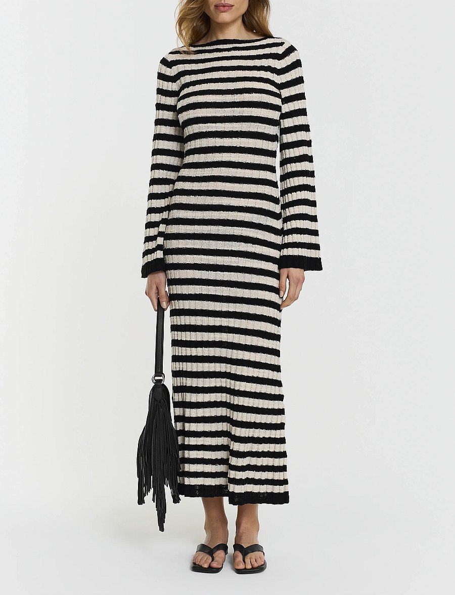 Twist & Tango - Althea Knitted Dress - strikkjoler - black beige stripe - 0