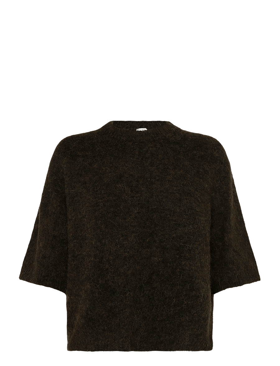 Twist & Tango - Madina Short Sleeve Knit - striktrøjer - dk olive - 1