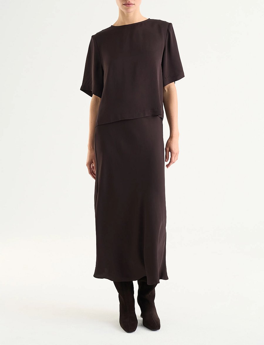 Twist & Tango - Leonie Satin Tee - mocha brown - 0