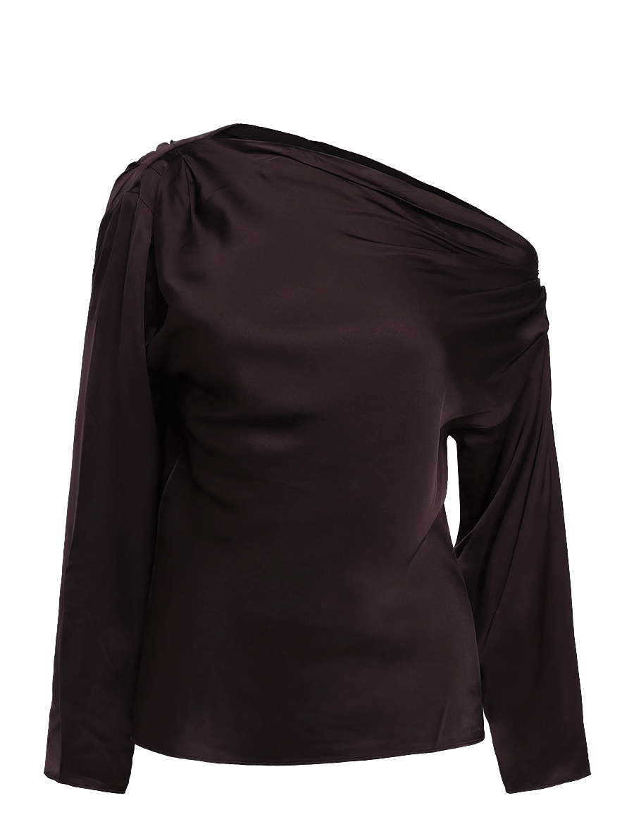 Twist & Tango - Victoria Satin Blouse - langærmede bluser - mocha brown - 1