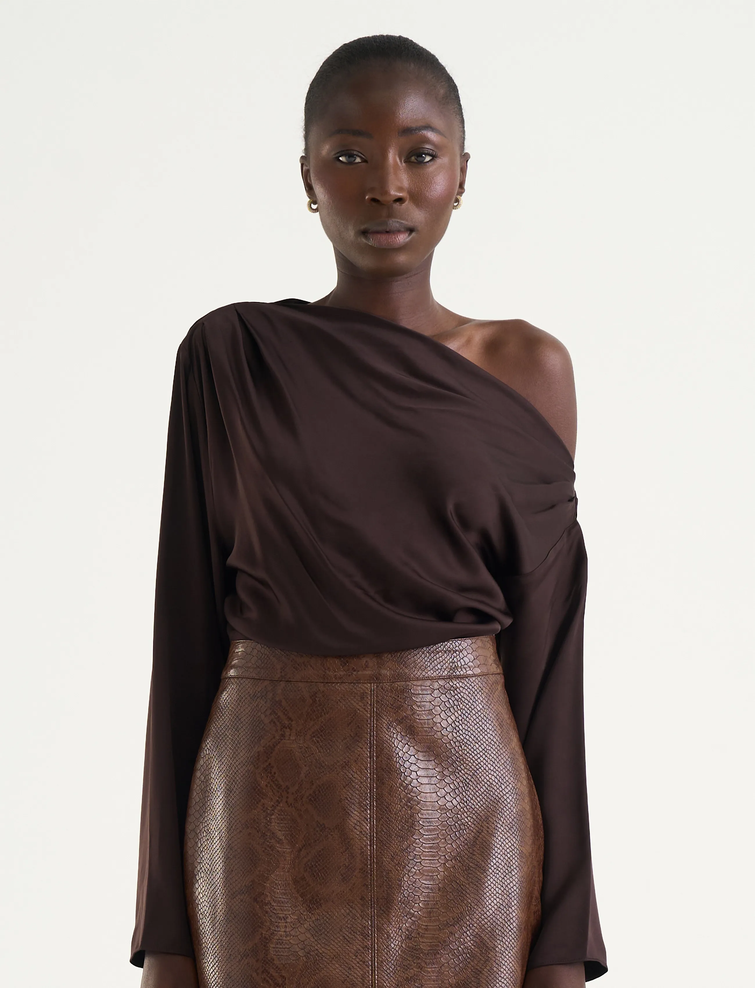 Twist & Tango - Victoria Satin Blouse - langærmede bluser - mocha brown - 3