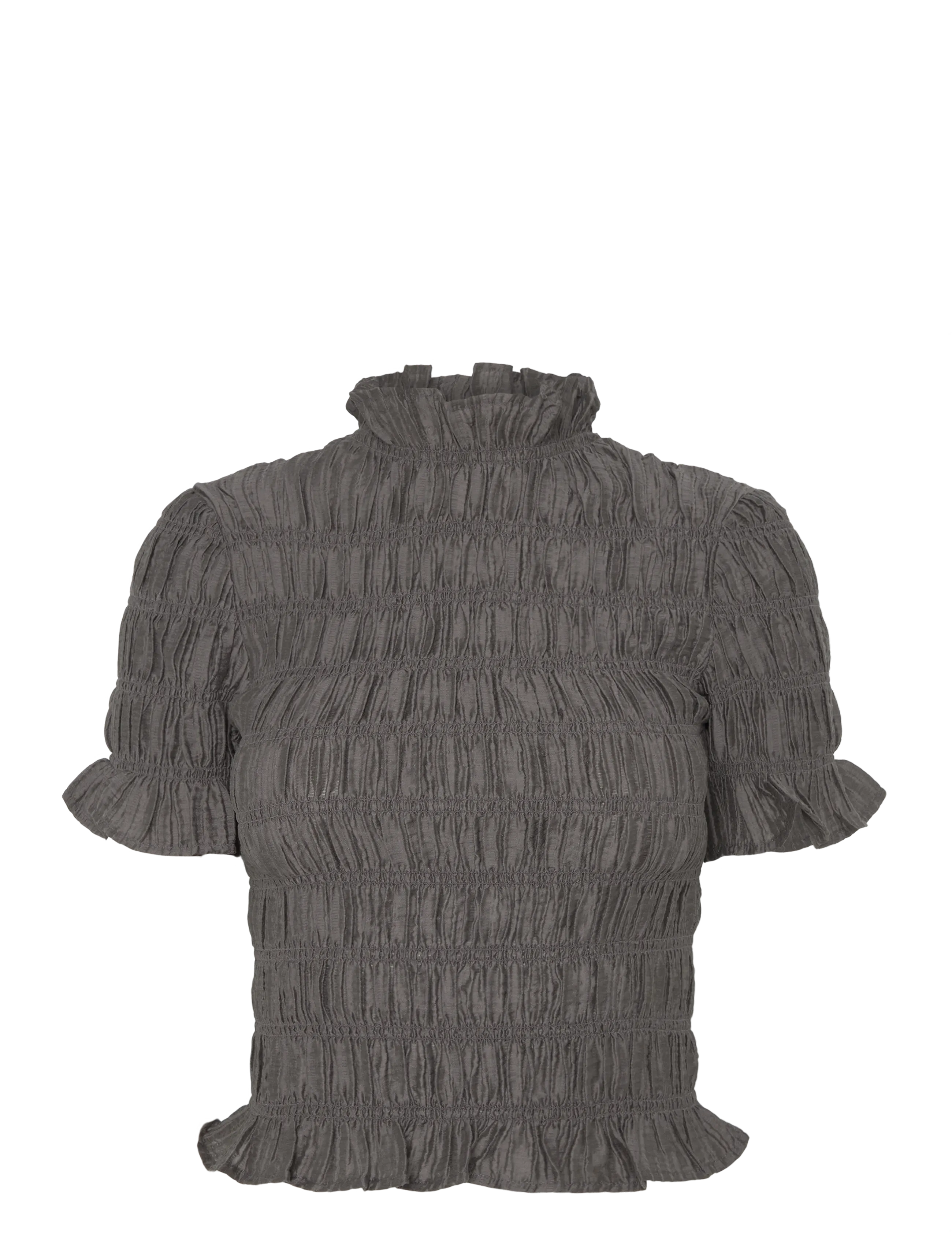 Twist & Tango Myra Smocked Top - T-shirts - DK TAUPE / grey