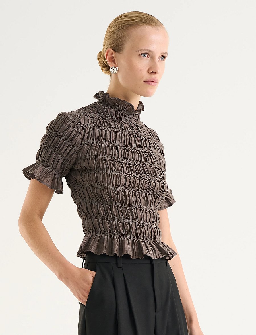 Twist & Tango - Myra Smocked Top - t-särgid - dk taupe - 3
