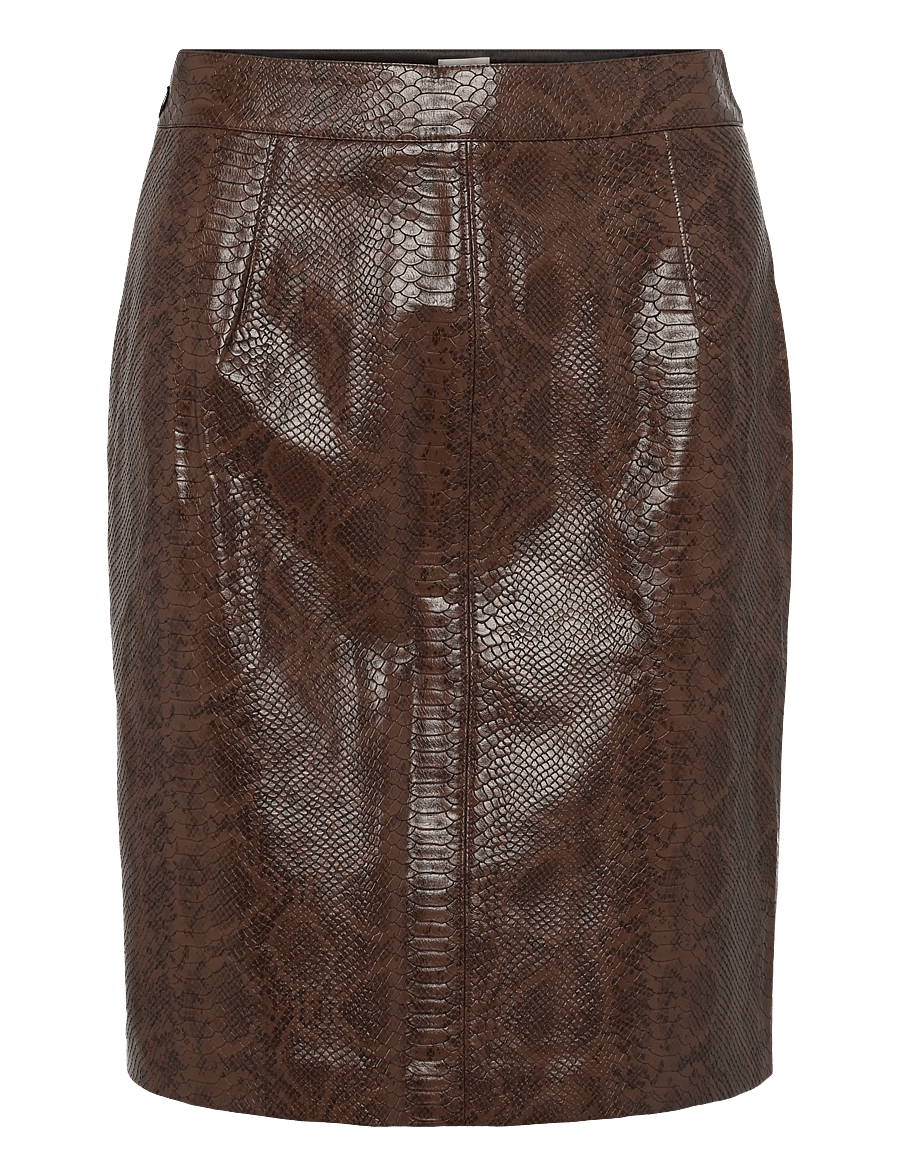 Twist & Tango - Ramona Faux Leather Skirt - midi nederdele - brown snake print - 1