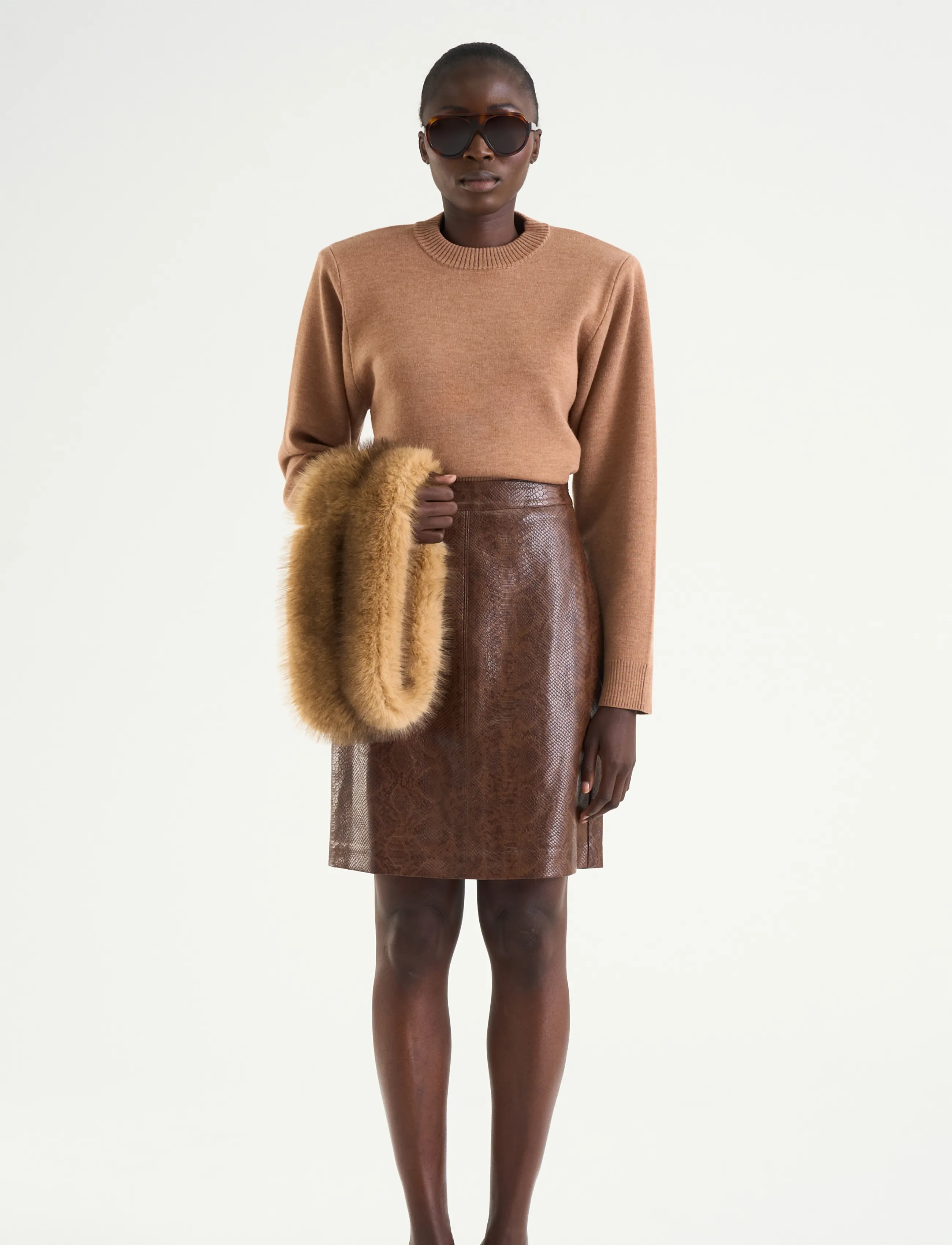 Twist & Tango Ramona Faux Leather Skirt - Midi nederdele - BROWN SNAKE PRINT / brown