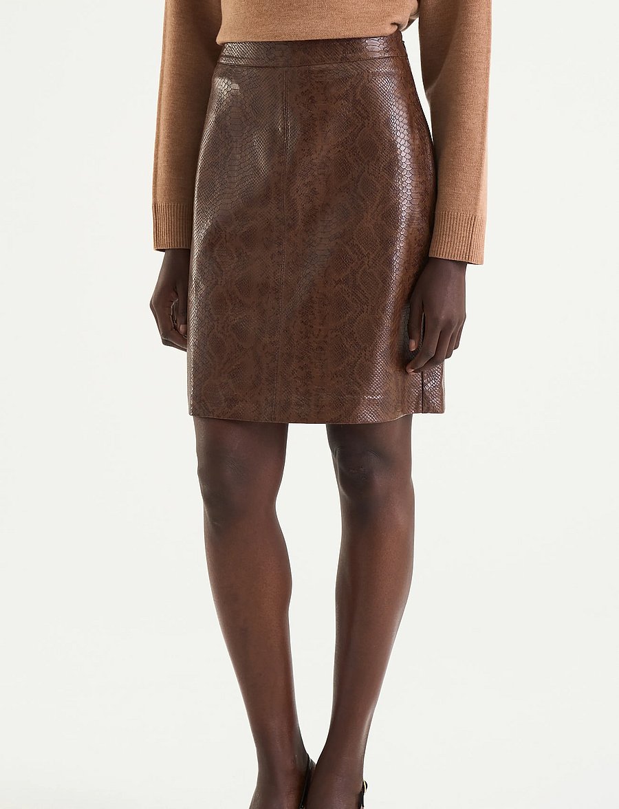 Twist & Tango - Ramona Faux Leather Skirt - midi nederdele - brown snake print - 3