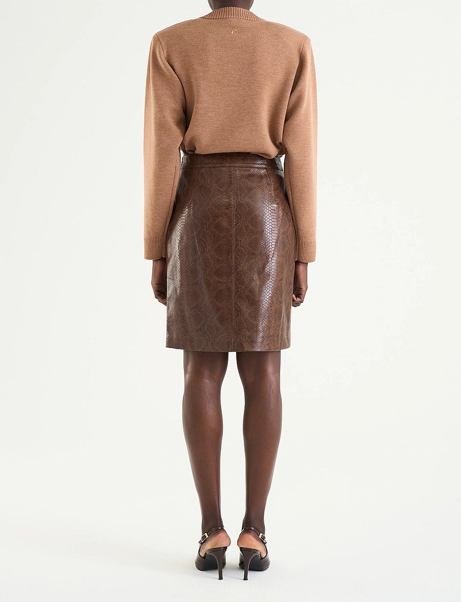 Twist & Tango - Ramona Faux Leather Skirt - midi nederdele - brown snake print - 4