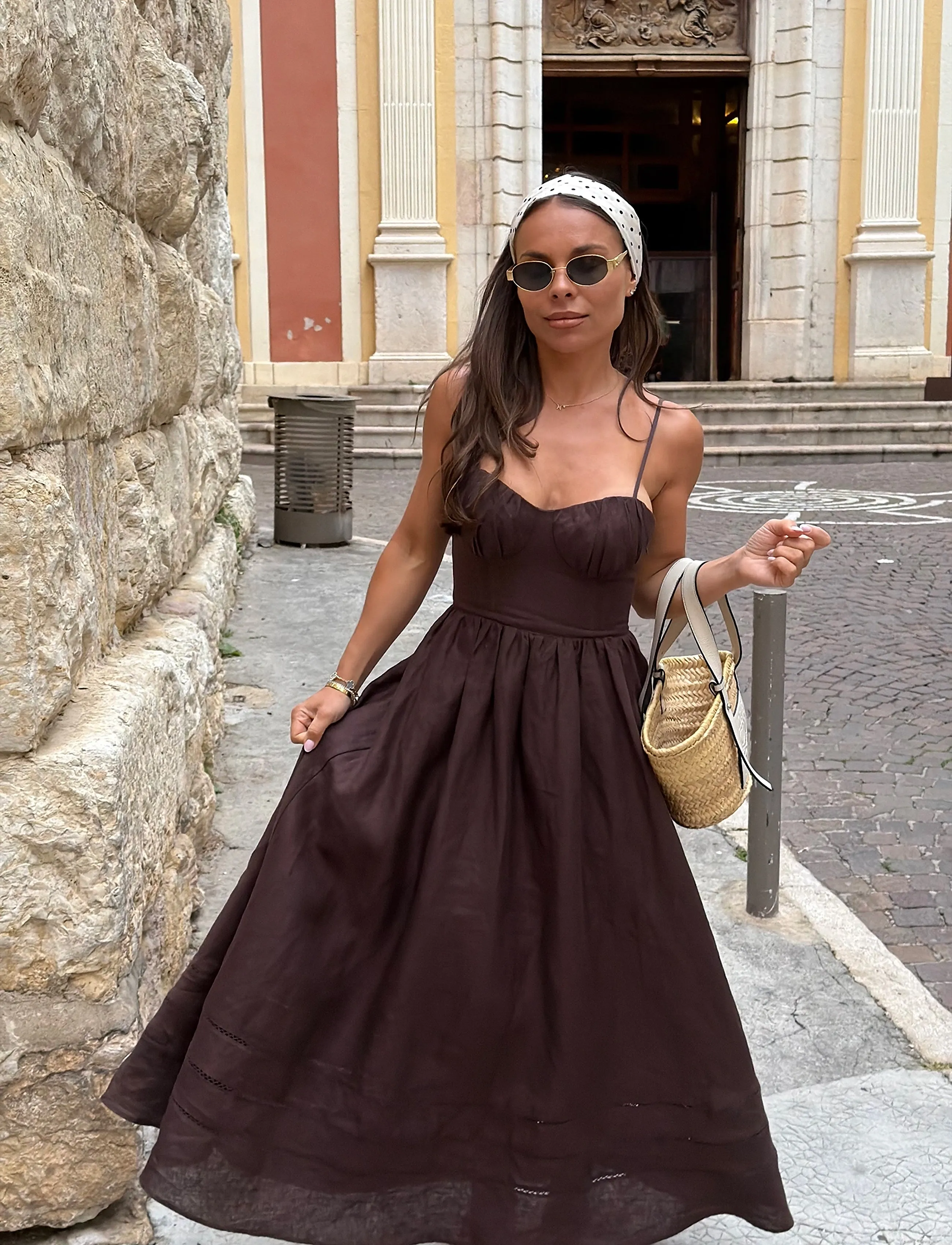 Twist & Tango Messardière Dress, Kvinder, Bustier Midikjole, Brun, Str: L