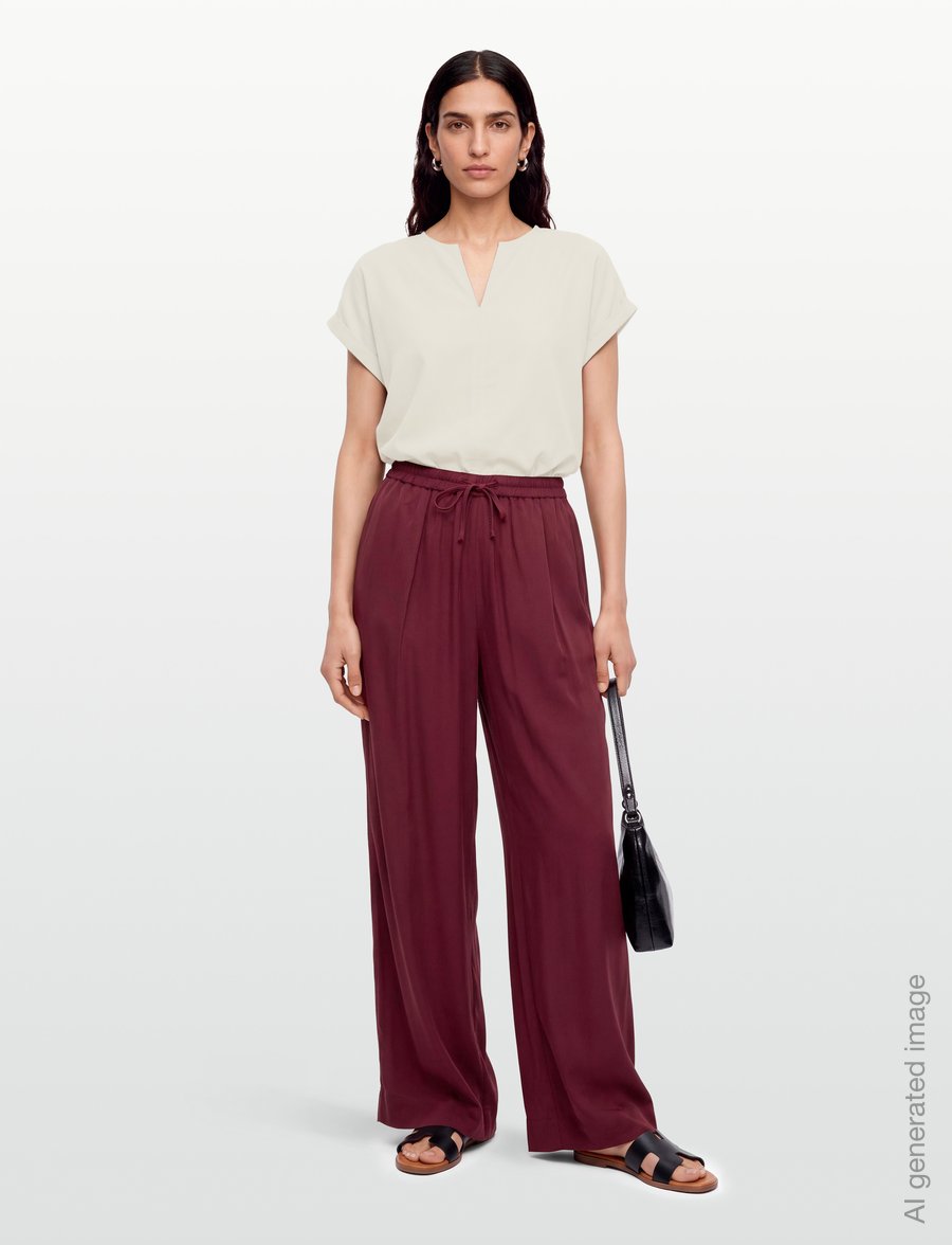 Twist & Tango - Enna Satin Trousers - bukser med brede ben - burgundy - 0