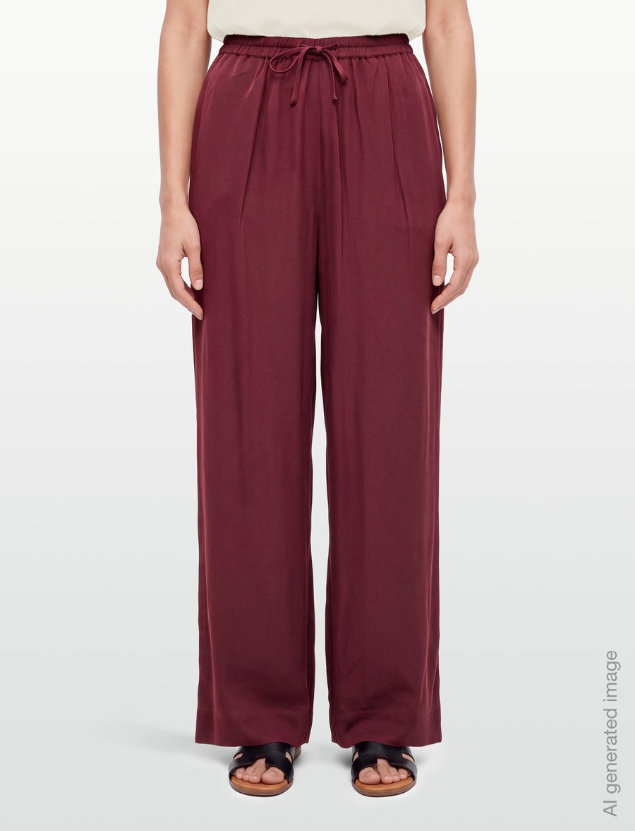 Twist & Tango - Enna Satin Trousers - bukser med brede ben - burgundy - 3