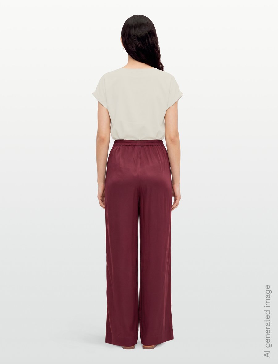 Twist & Tango - Enna Satin Trousers - bukser med brede ben - burgundy - 4