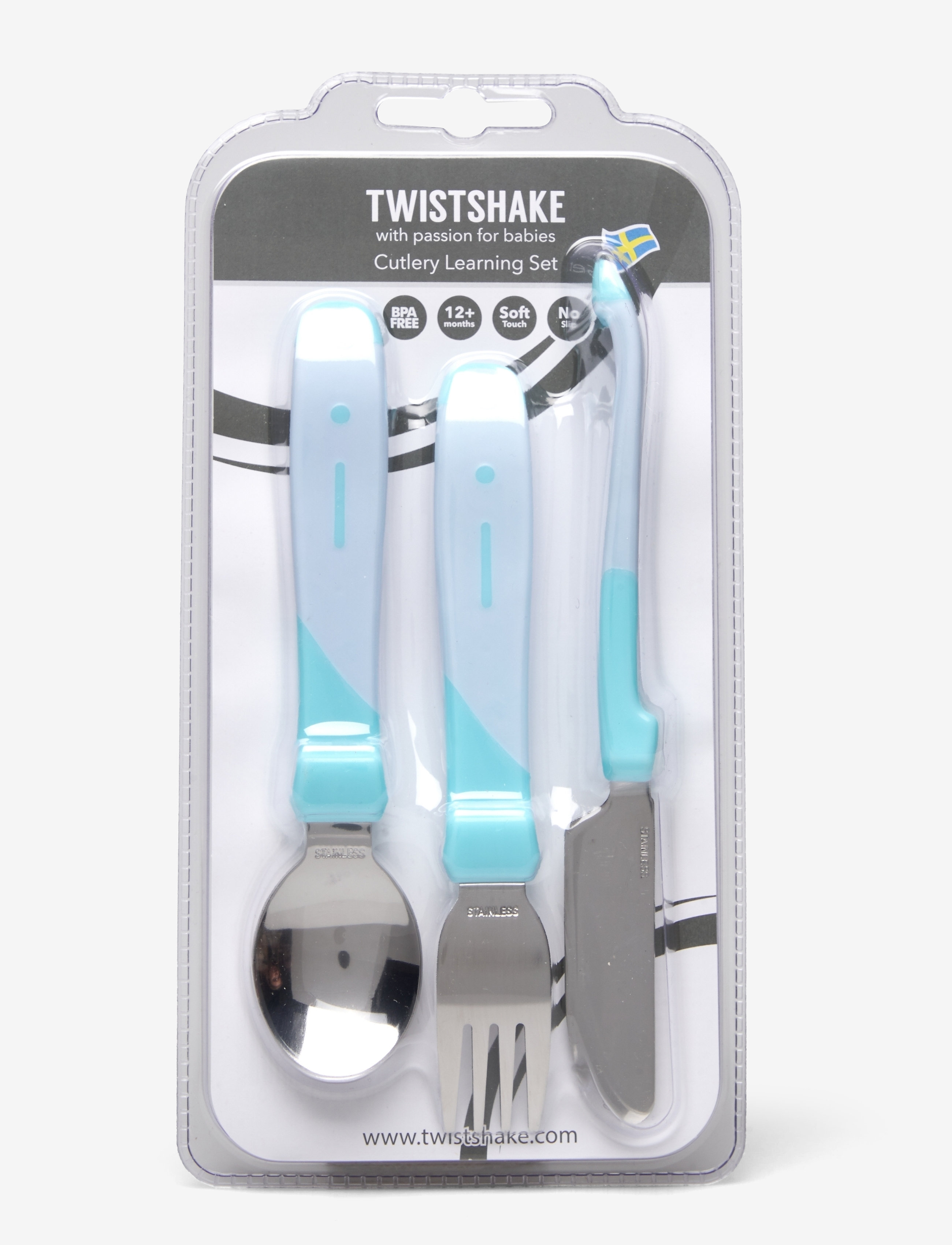 Twistshake Twistshake Learn Cutlery Stainless Steel, One Size, Blue, Måltid > Bestik, Børn